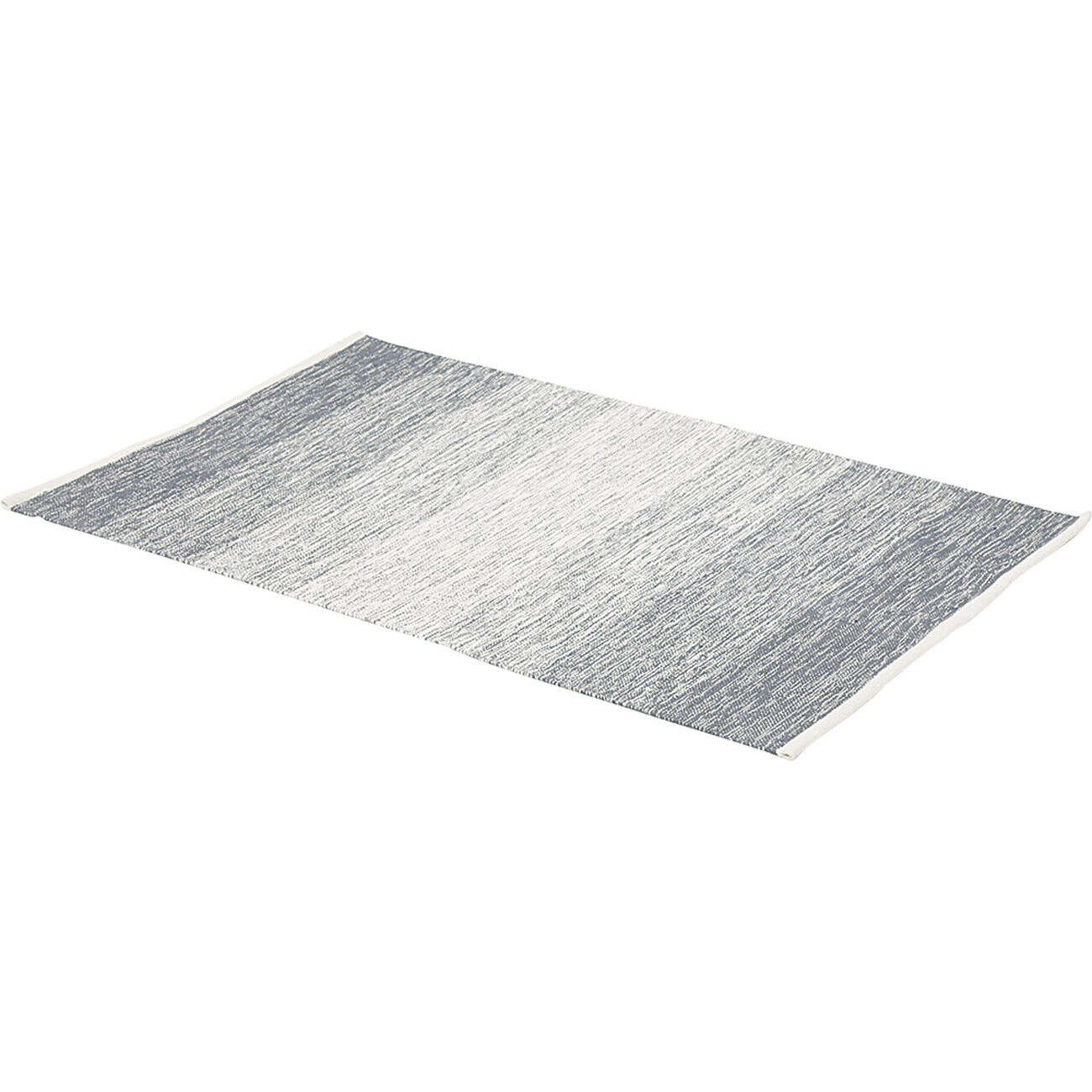 Tapis rectangulaire rayure blanche et bleue
