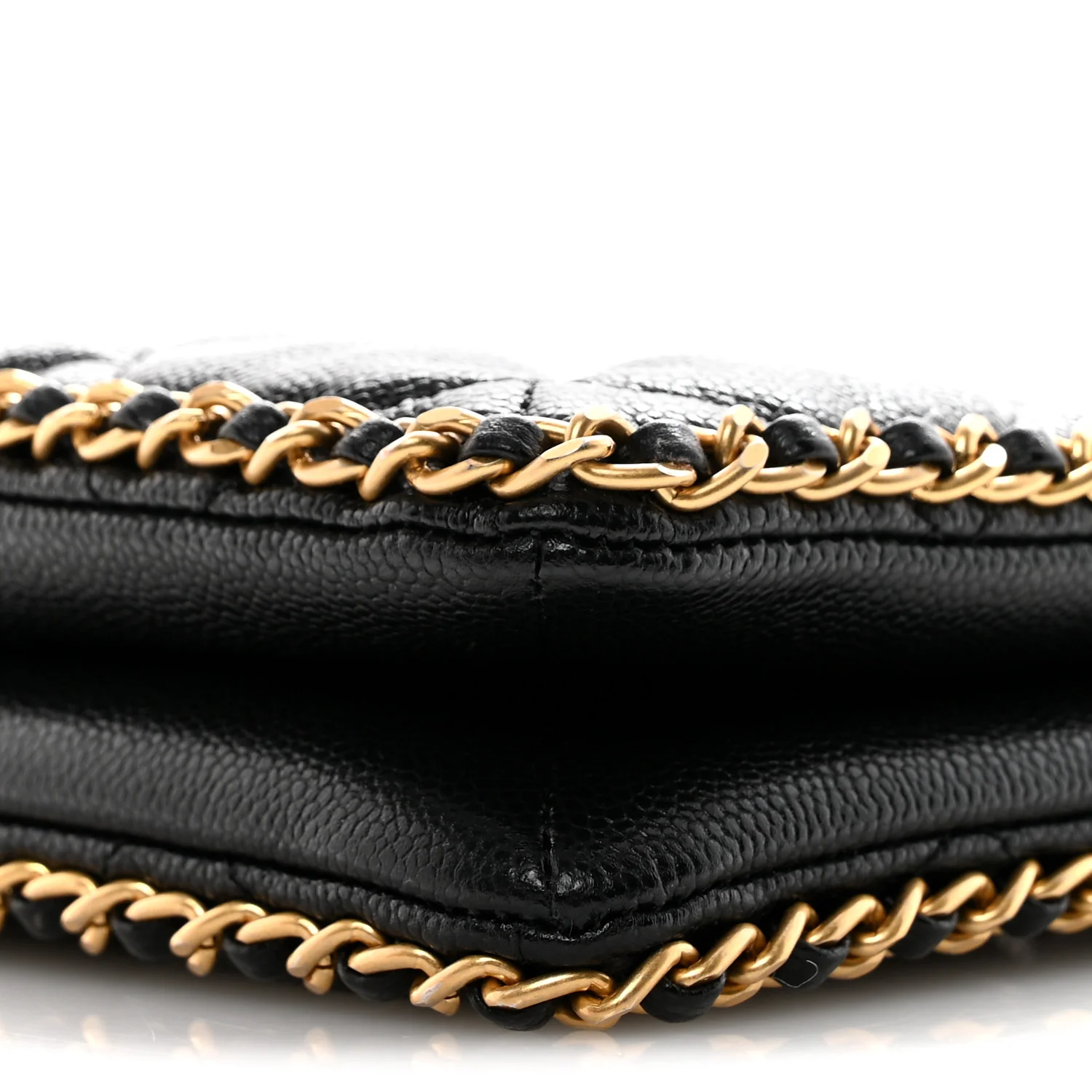 Caviar Quilted Mini Never Ending Chain Tote Black