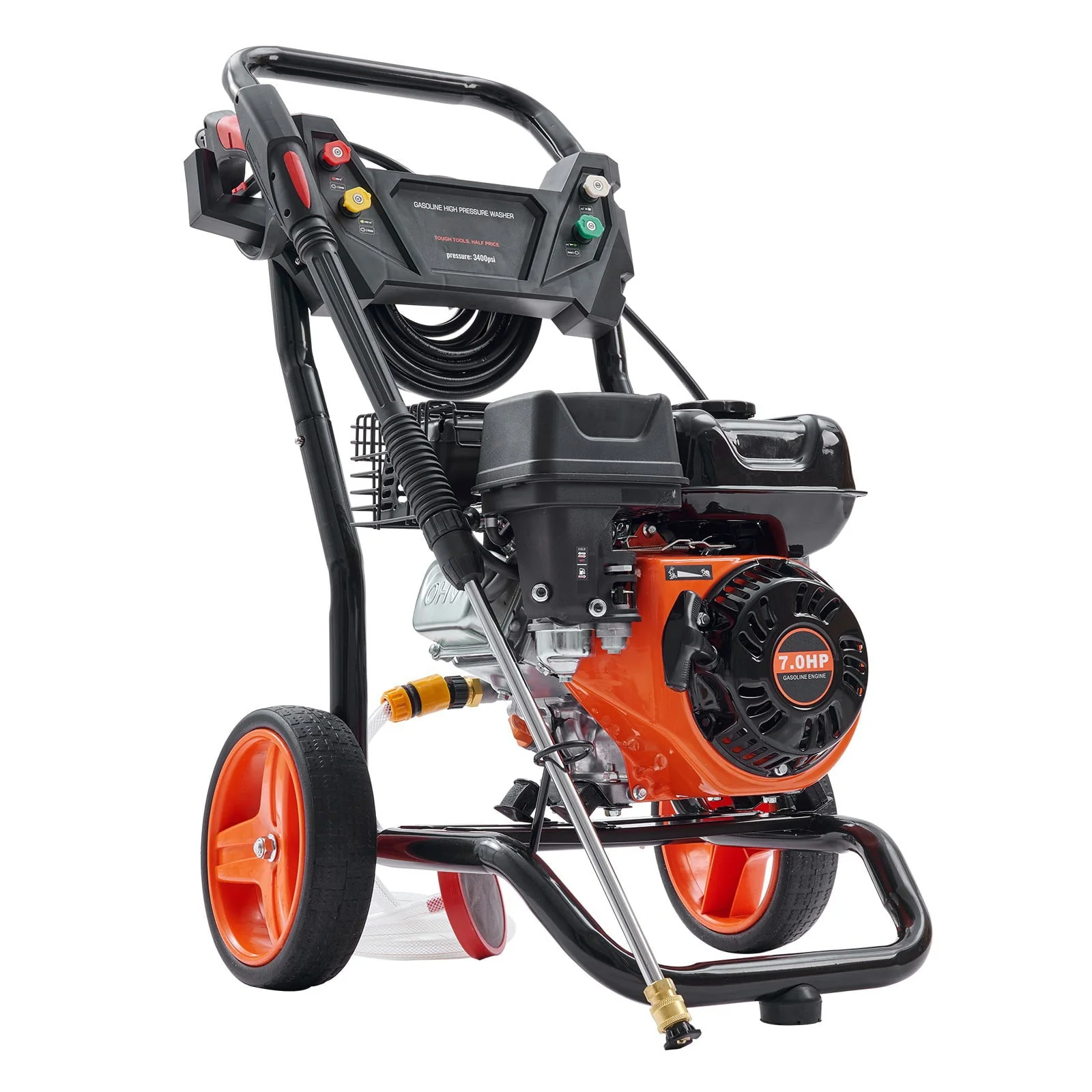 BENTISM 3400 PSI 2.6 GPM Gas Pressure Washer W/26 Ft High Pressure Hose 5 Nozzles Gas Powered Washer