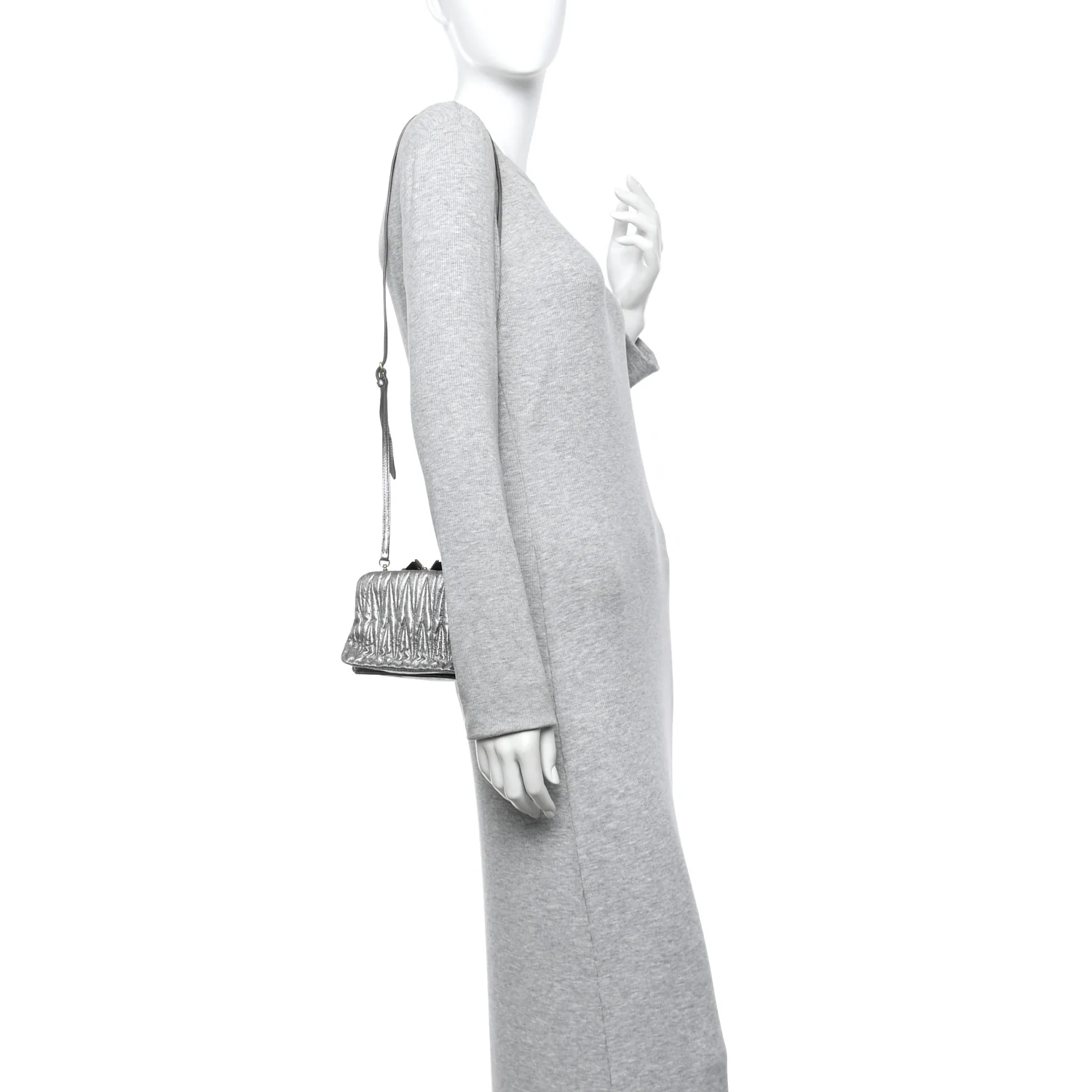 Metallic Matelasse Lux Mini Crossbody Tote Cromo