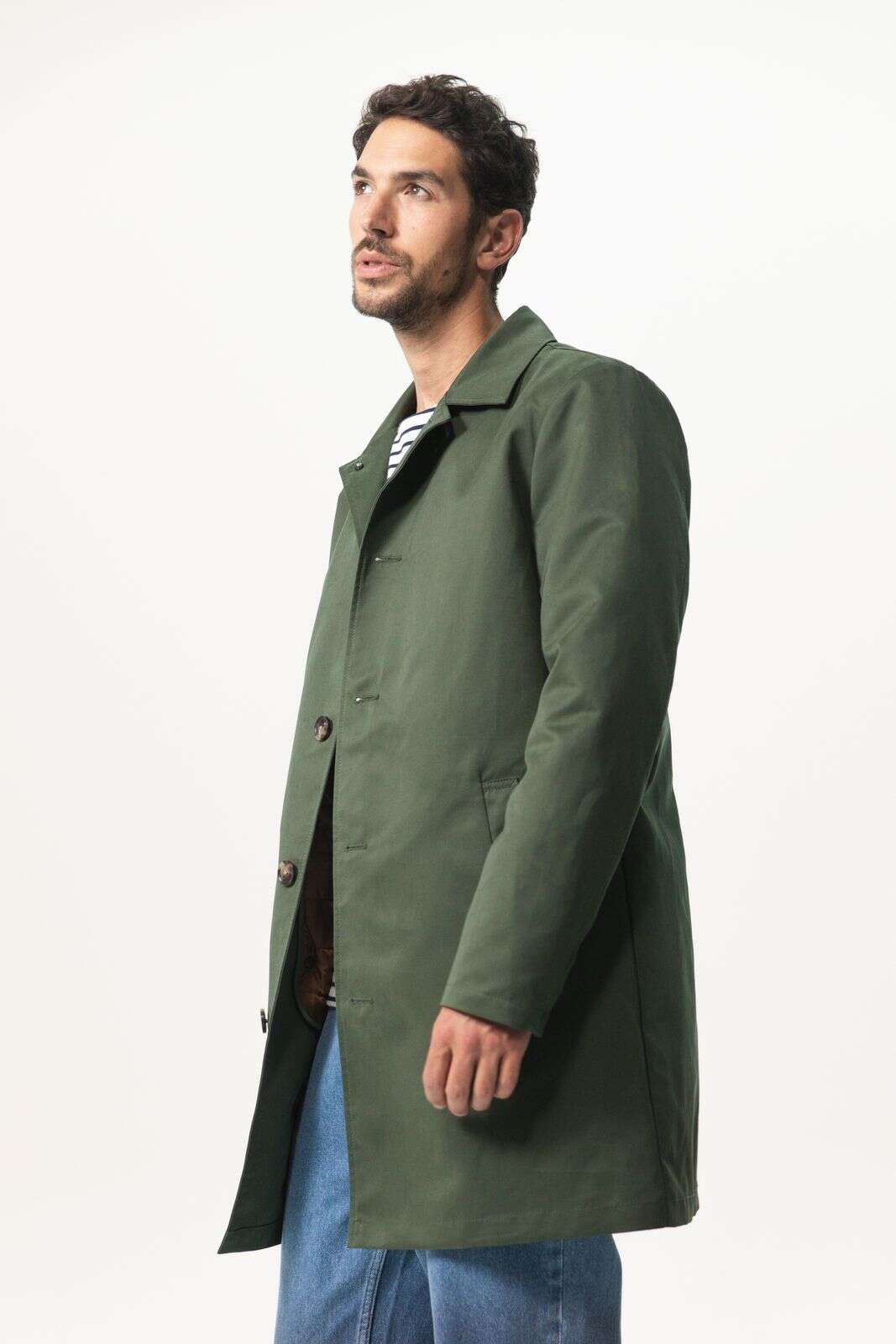 Donkergroene mackintosh jas
