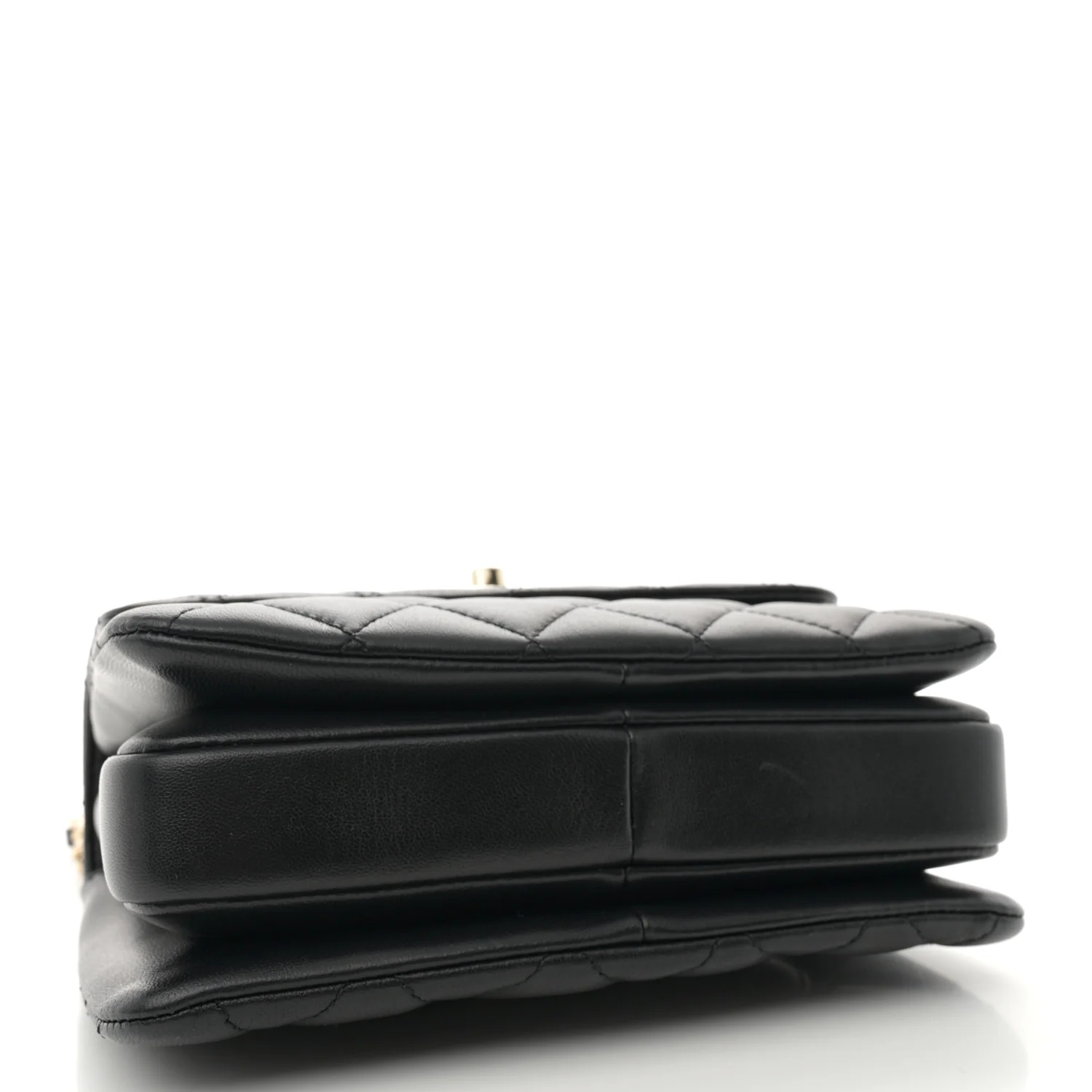 Lambskin Quilted Mini Trendy CC Dual Handle Flap Bag Black