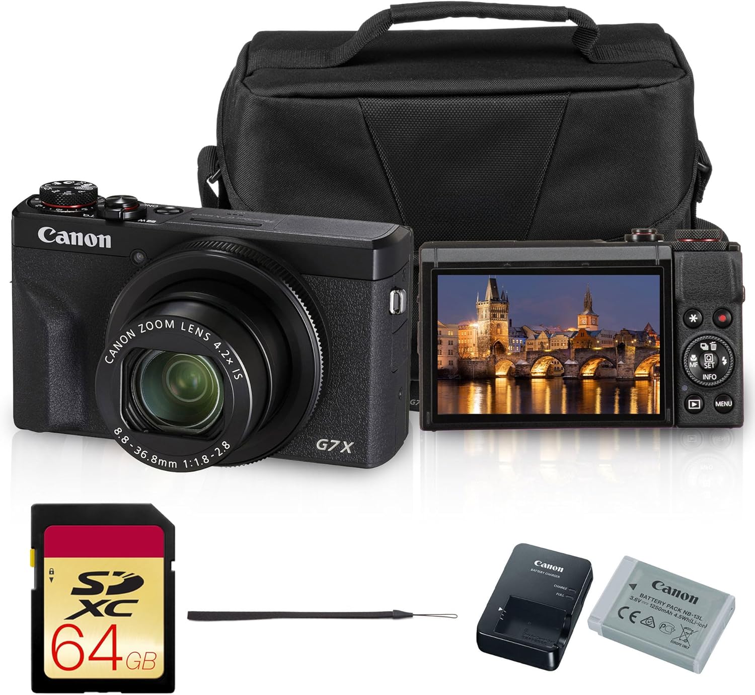 Canon PowerShot G7 X Mark III Digital Camera | 20.1MP 1-Inch Sensor  4.2X Optical Zoom  4K UHD Video  Wi-Fi & Bluetooth | Vlogging & Travel Camera with Bag and 64GB Card