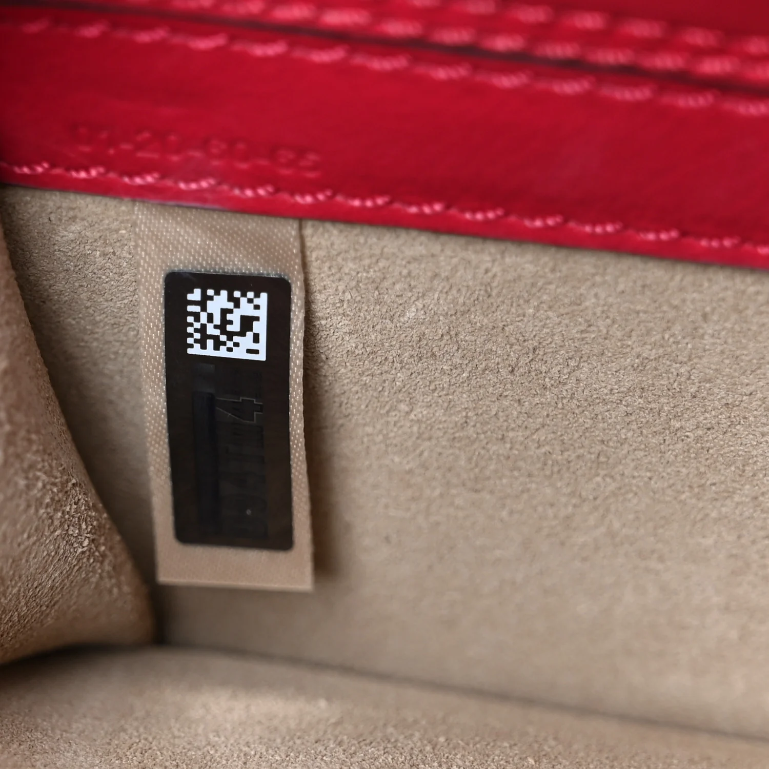 Calfskin Crocodile Embossed Mini C Vanity Bag Red