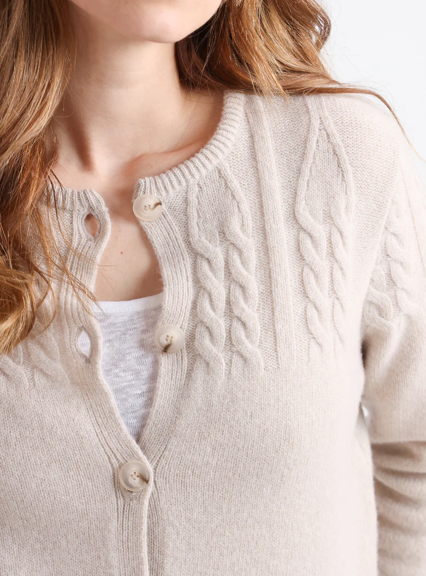 Cardigan femme laine mérinos beige clair