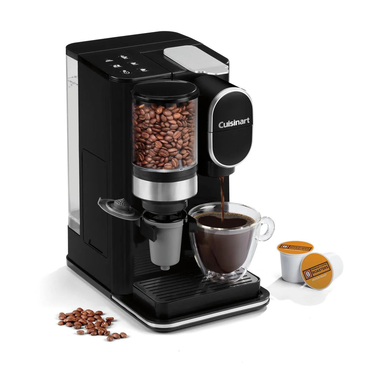 Cuisinart Grind & Brew Classic Black Single Serve Coffee Maker with Built - in Grinder