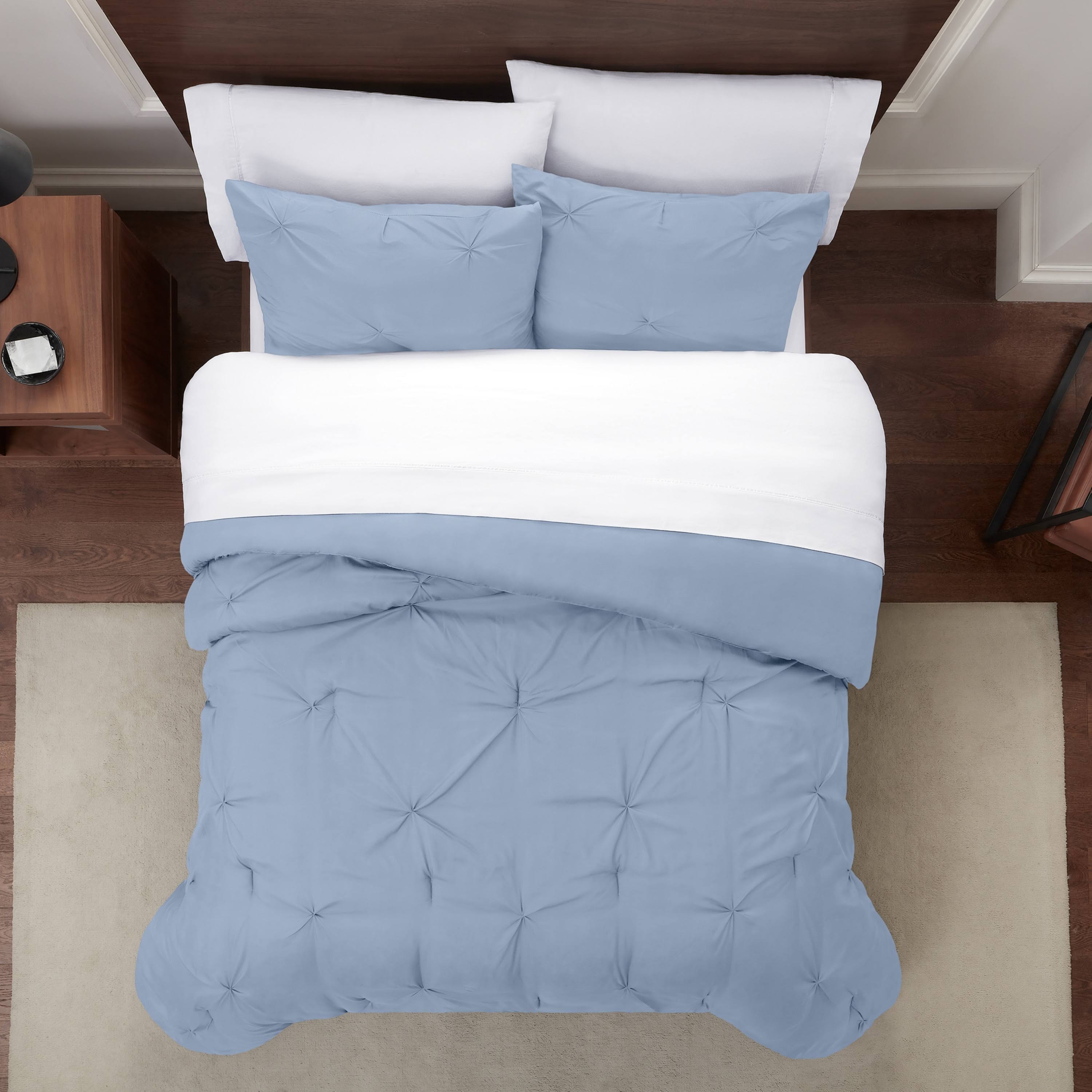 Serta Simply Clean Antimicrobial Pleated Comforter Set - Twin XL - Light Blue