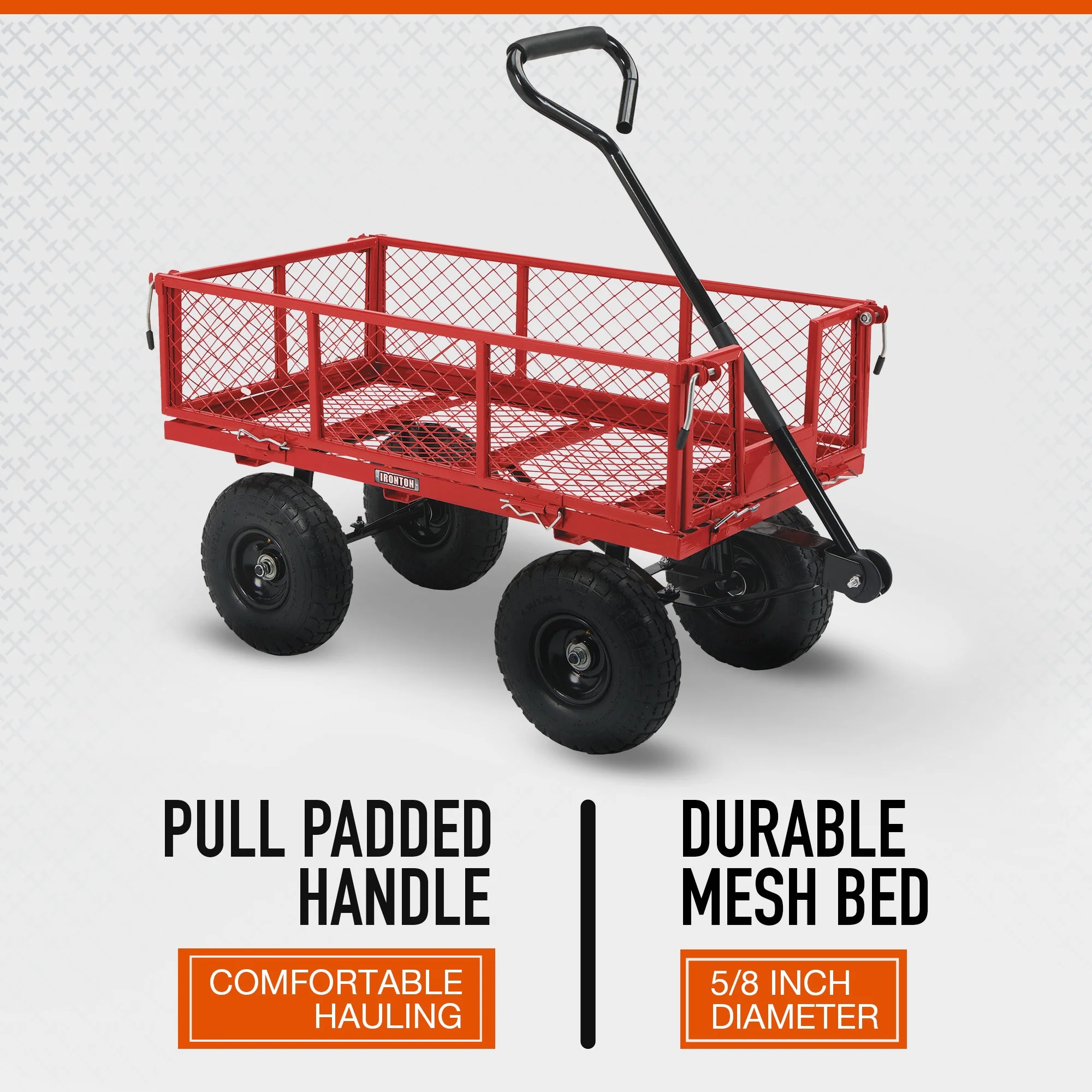 Ironton Steel Garden Cart, 400 - Lb. Capacity, 38in.l x 18 - 1/2in.w x 21in.h