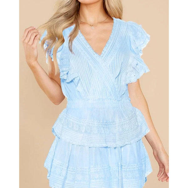 Robe mini unie à volants
