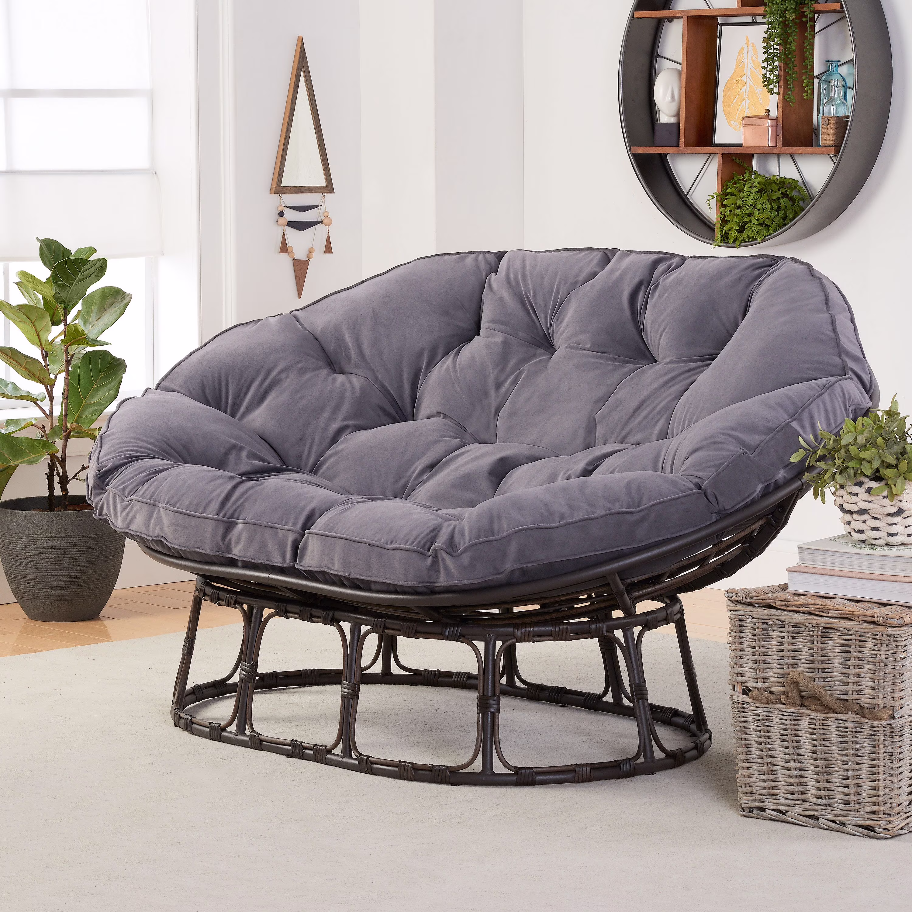 Double Papasan Accent Chair, Cream Boucle(Cream Boucle) - Image 5