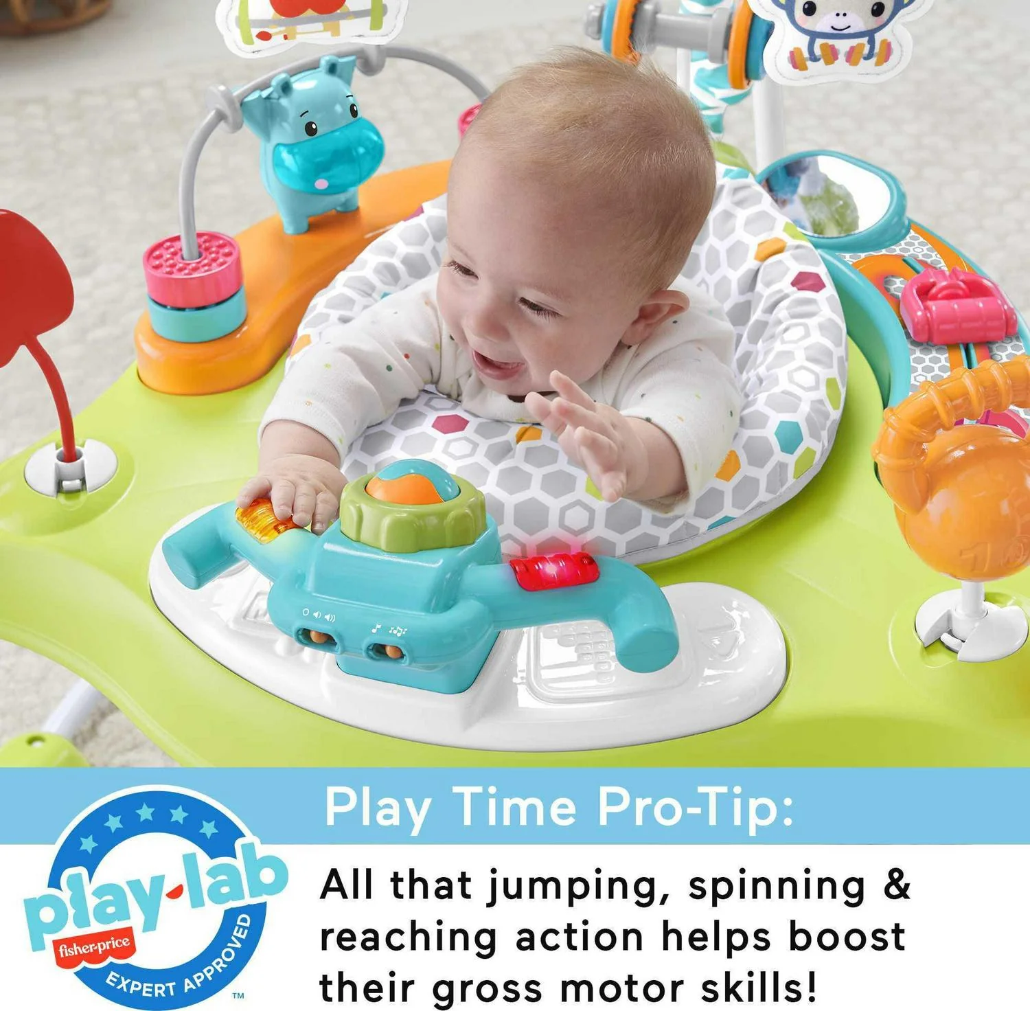 Fisher-Price Baby Bouncer Fitness Fun Folding Jumperoo Infant Activity Center with Lights & Music. Unisex