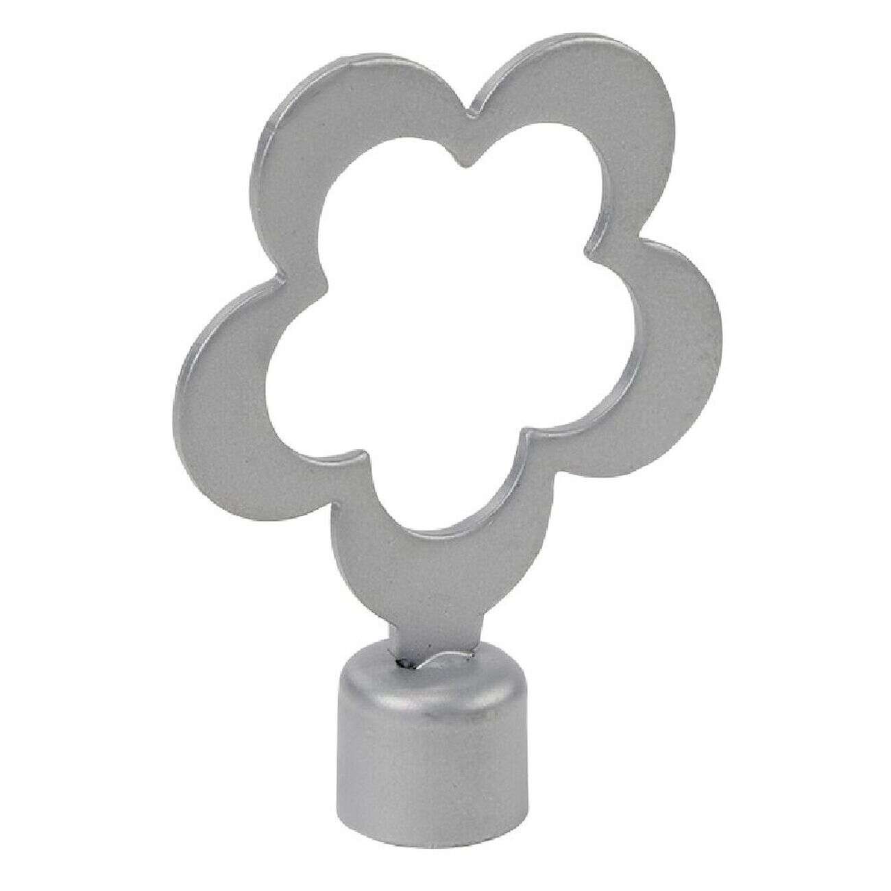 Embout tringle à rideau Ø16 mm métal forme fleur gris mat x2
