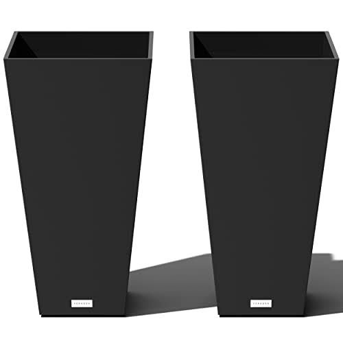 Veradek V-Resin IndoorOutdoor Taper Planter, 2-Pack (26 inch, Black)