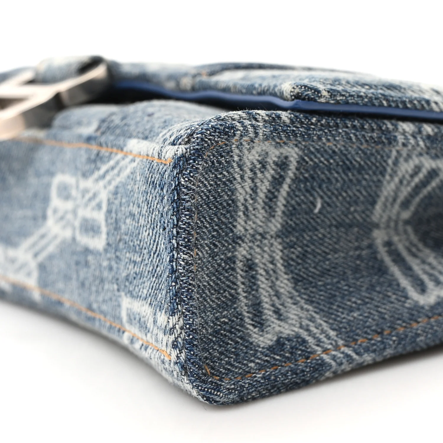 Denim BB Monogram Hourglass Chain Bag Blue