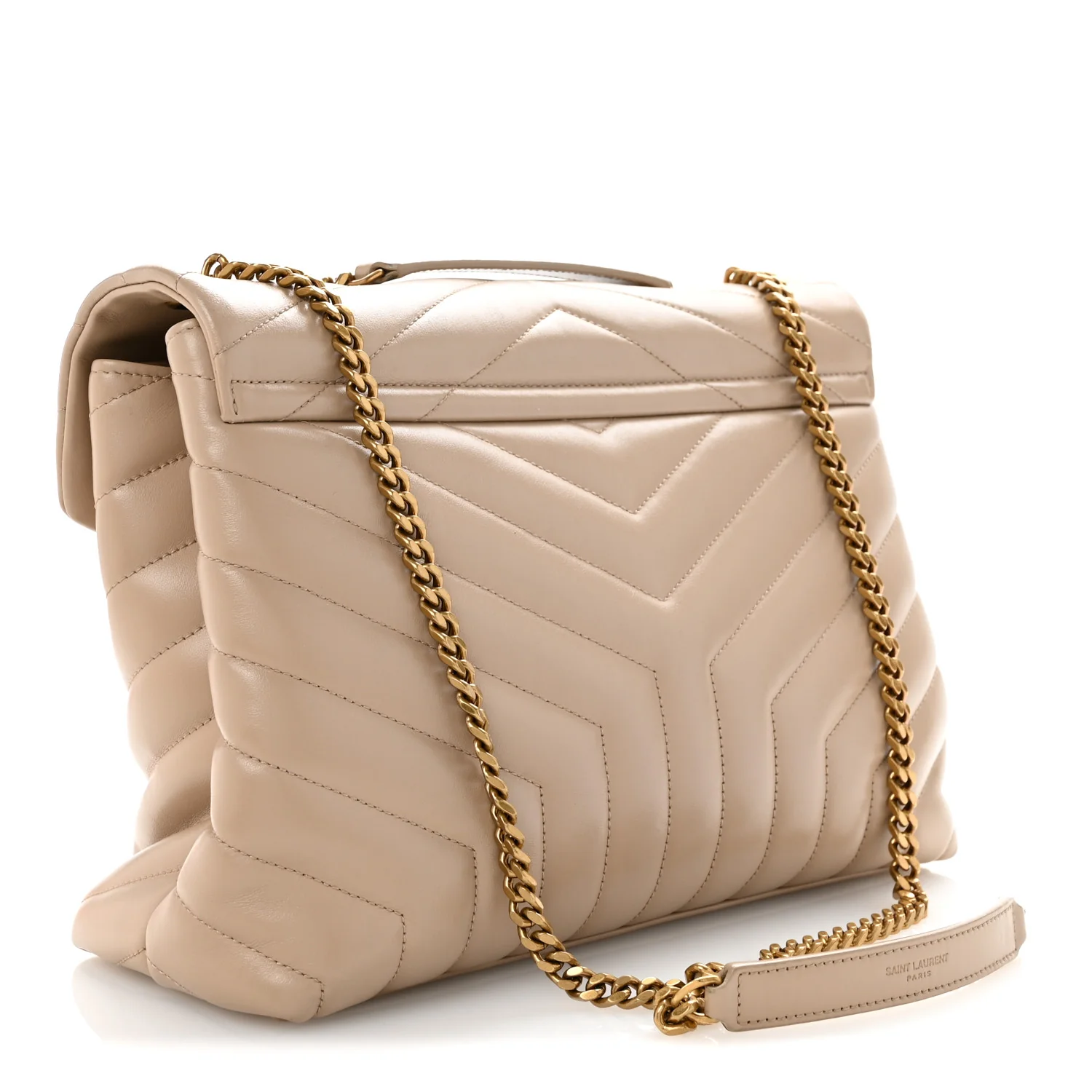 Calfskin Y Quilted Monogram Medium Loulou Chain Satchel Dark Beige