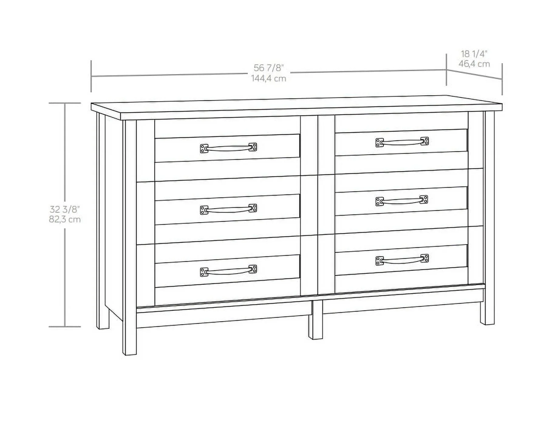 Better Homes & Gardens Modern Farmhouse 6-Drawer Dresser, Rustic White Finish