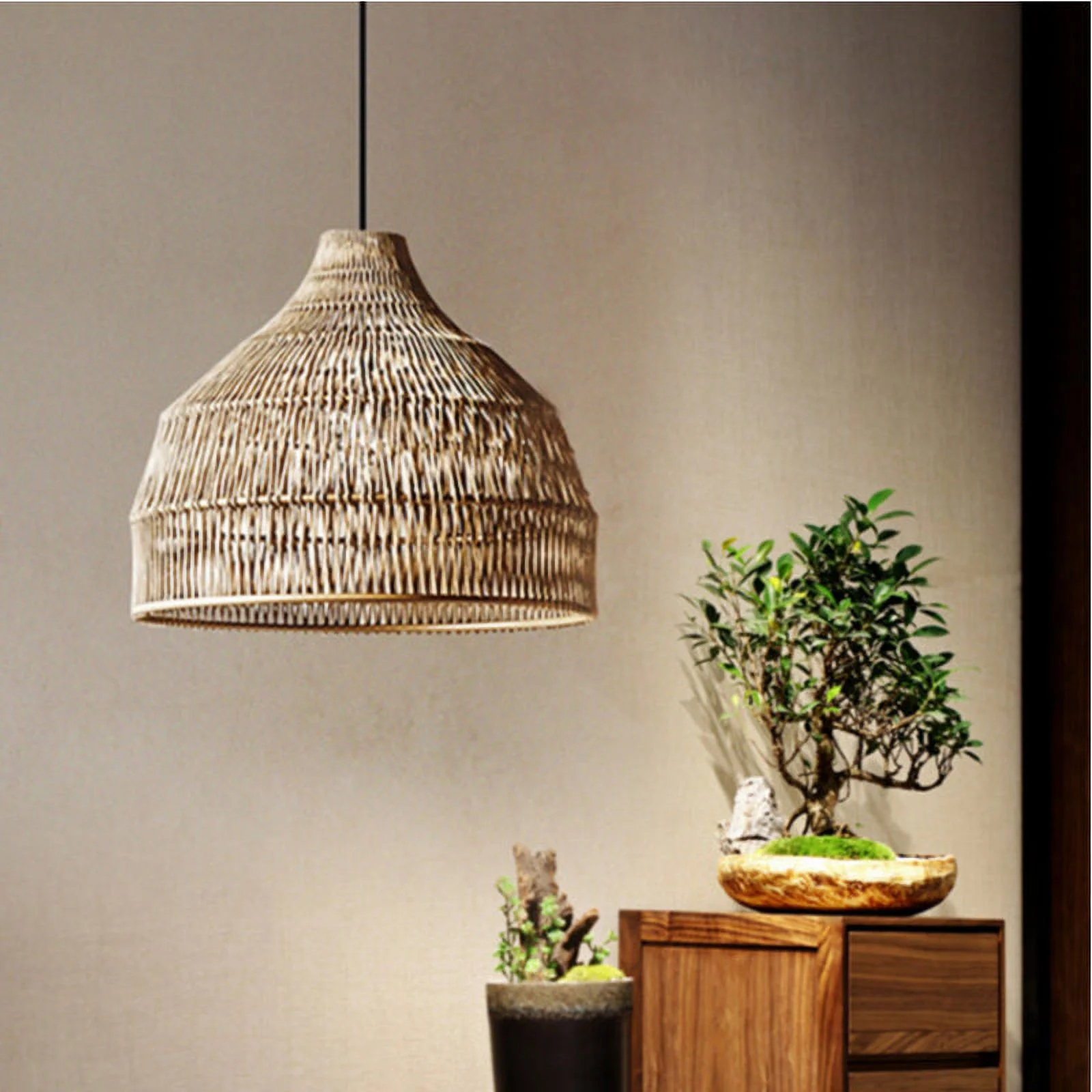 Arturesthome Wabi sabi Rattan Woven Pendant Light Lampshade