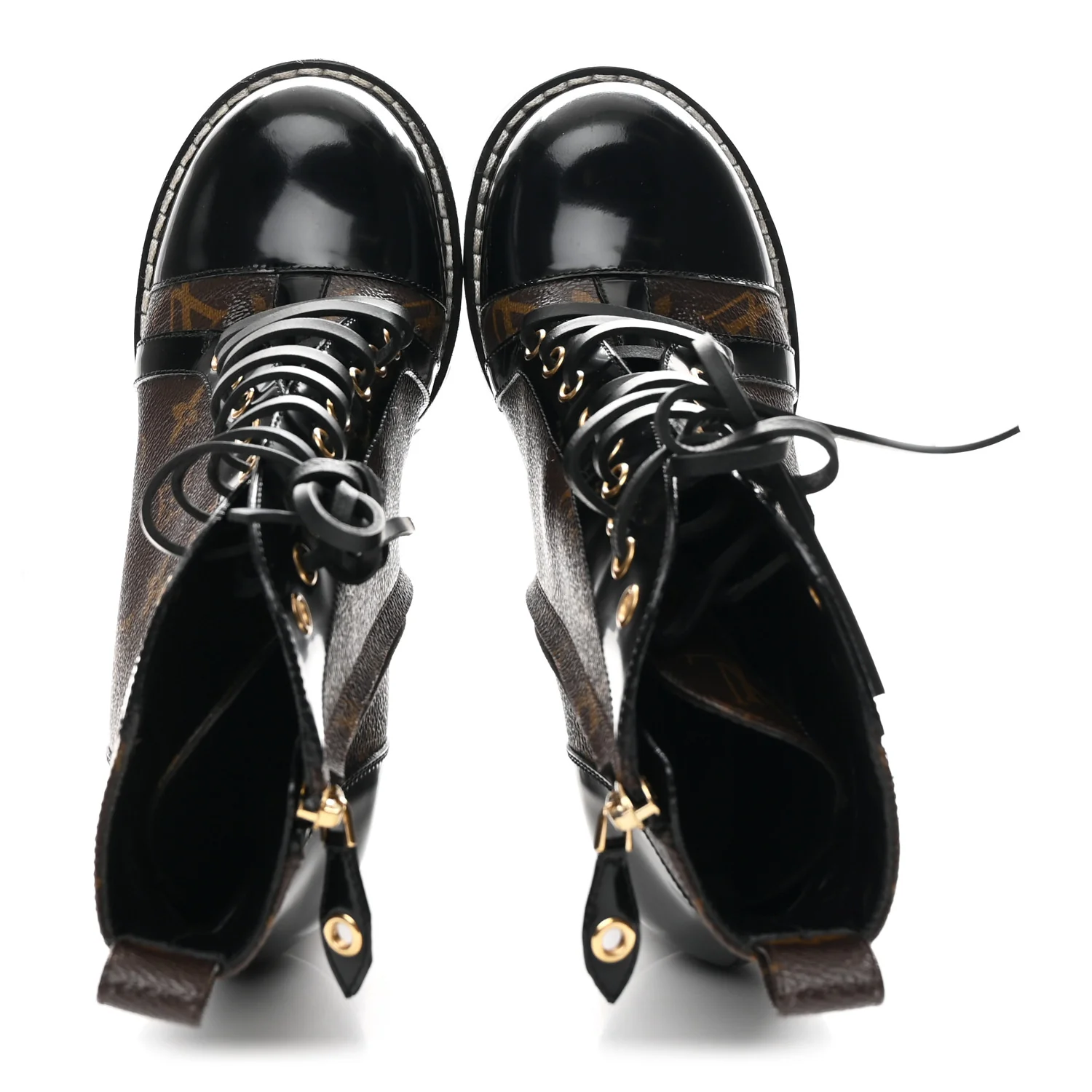 Patent Calfskin Monogram Star Trail Ankle Boots 39 Black