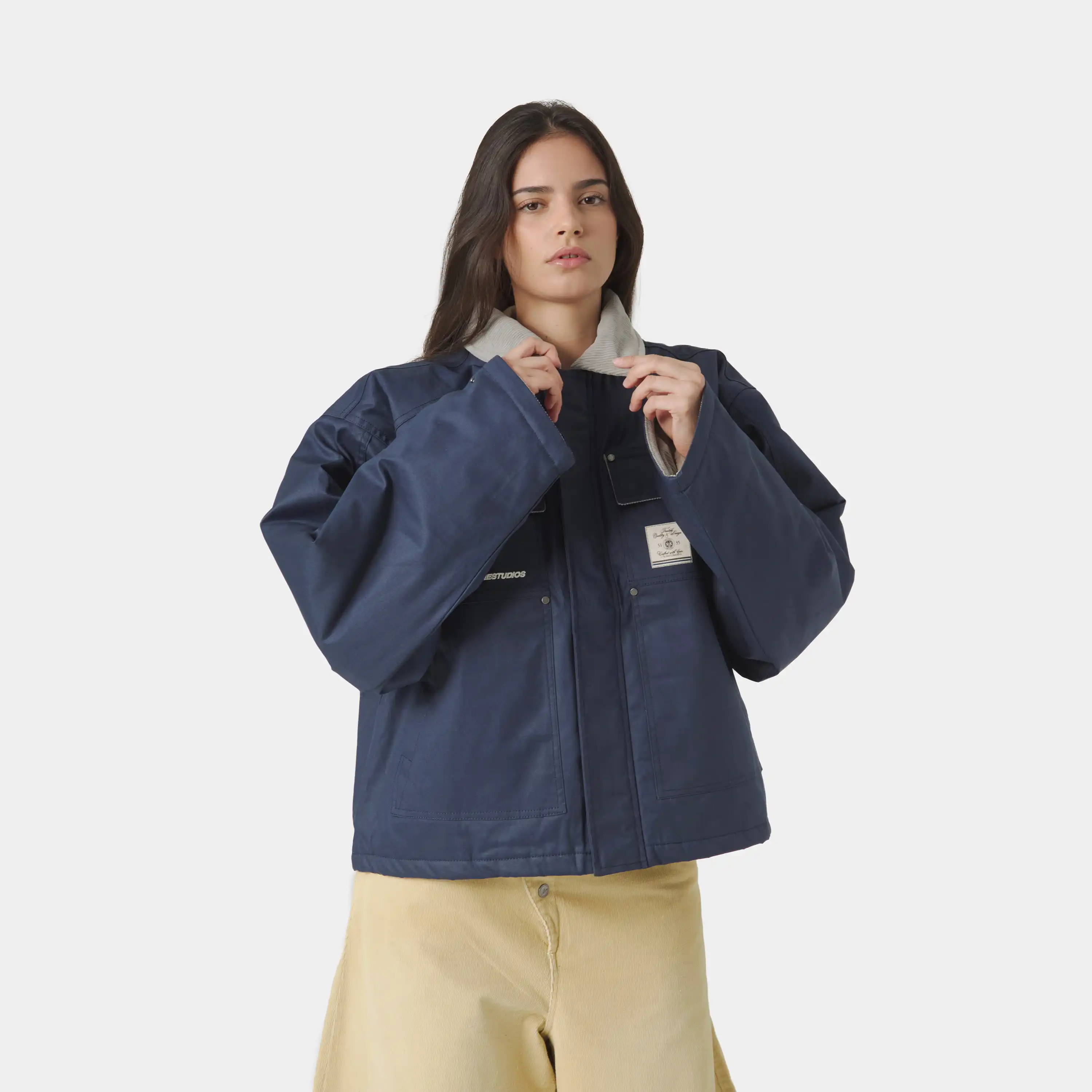 Ethos Navy Boxy Coat