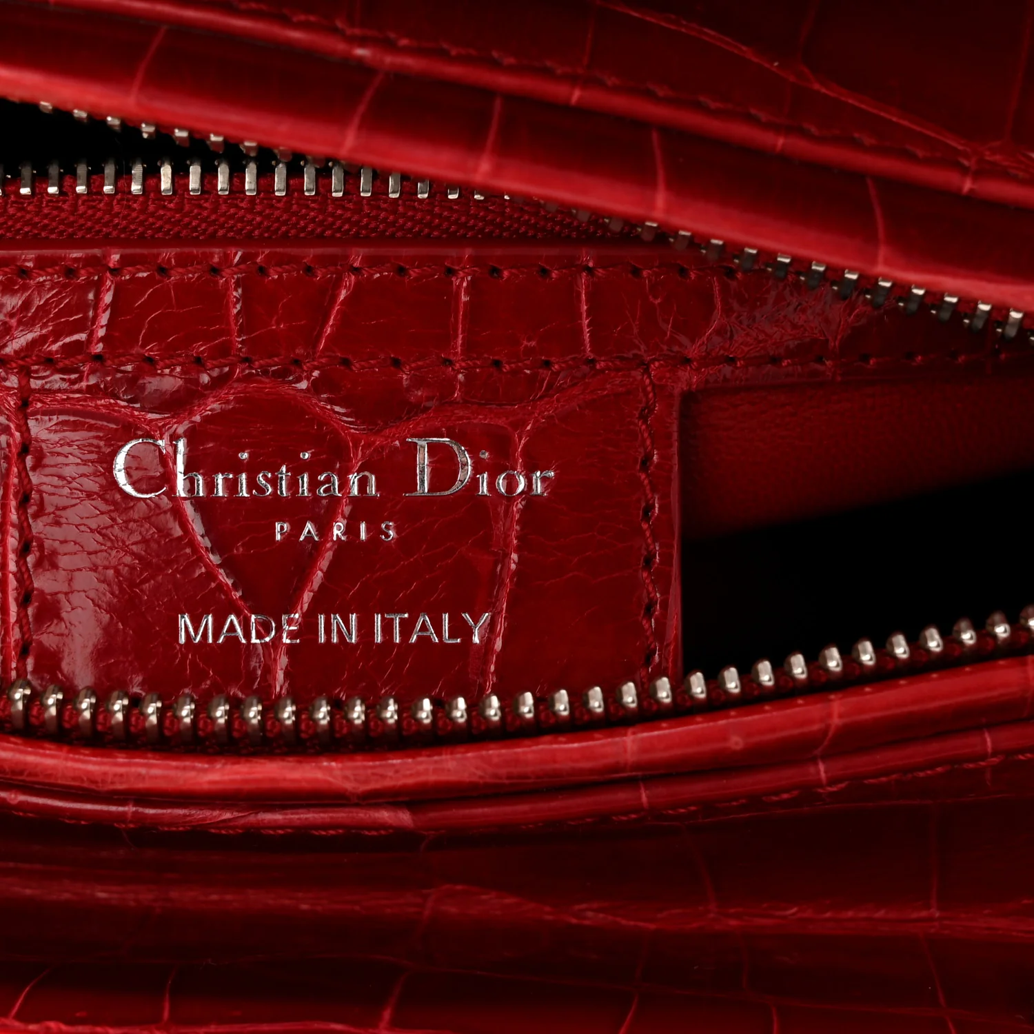 Alligator Medium Lady Dior Red