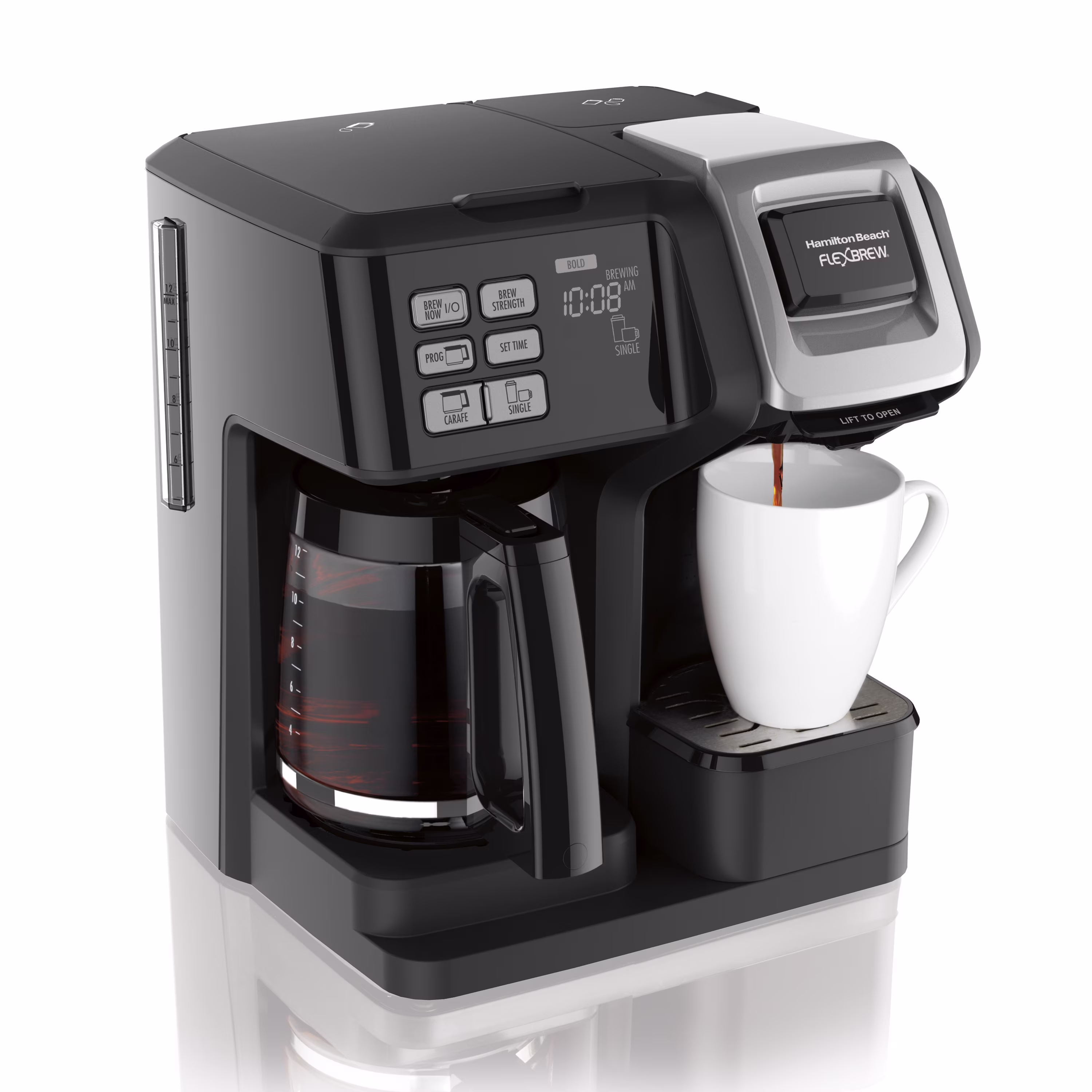 Hamilton Beach Flexbrew Trio Coffee Maker, Single - Serve, Black & Silver, Model 49954