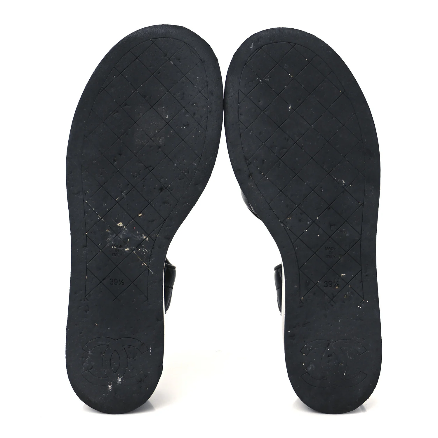 Lambskin Quilted CC Platform Sandals 39.5 Black