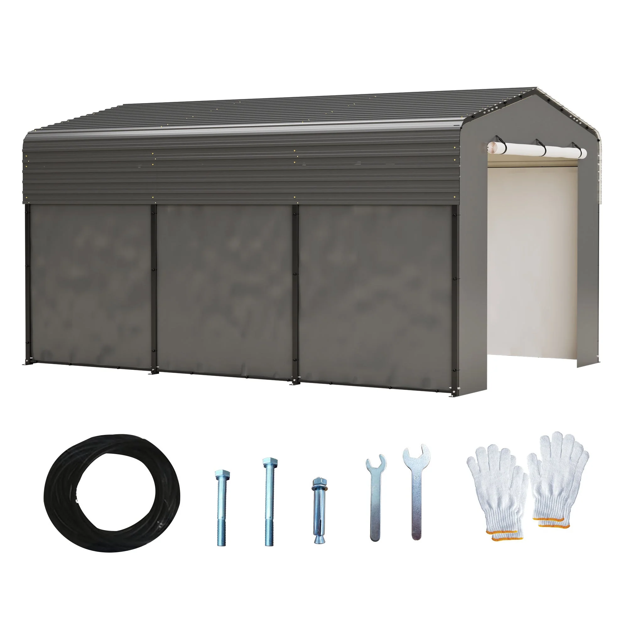 AECOJOY 10x15 FT Metal Carport Carports with Waterproof Cloth, Heavy Duty Galvanized Steel Roof