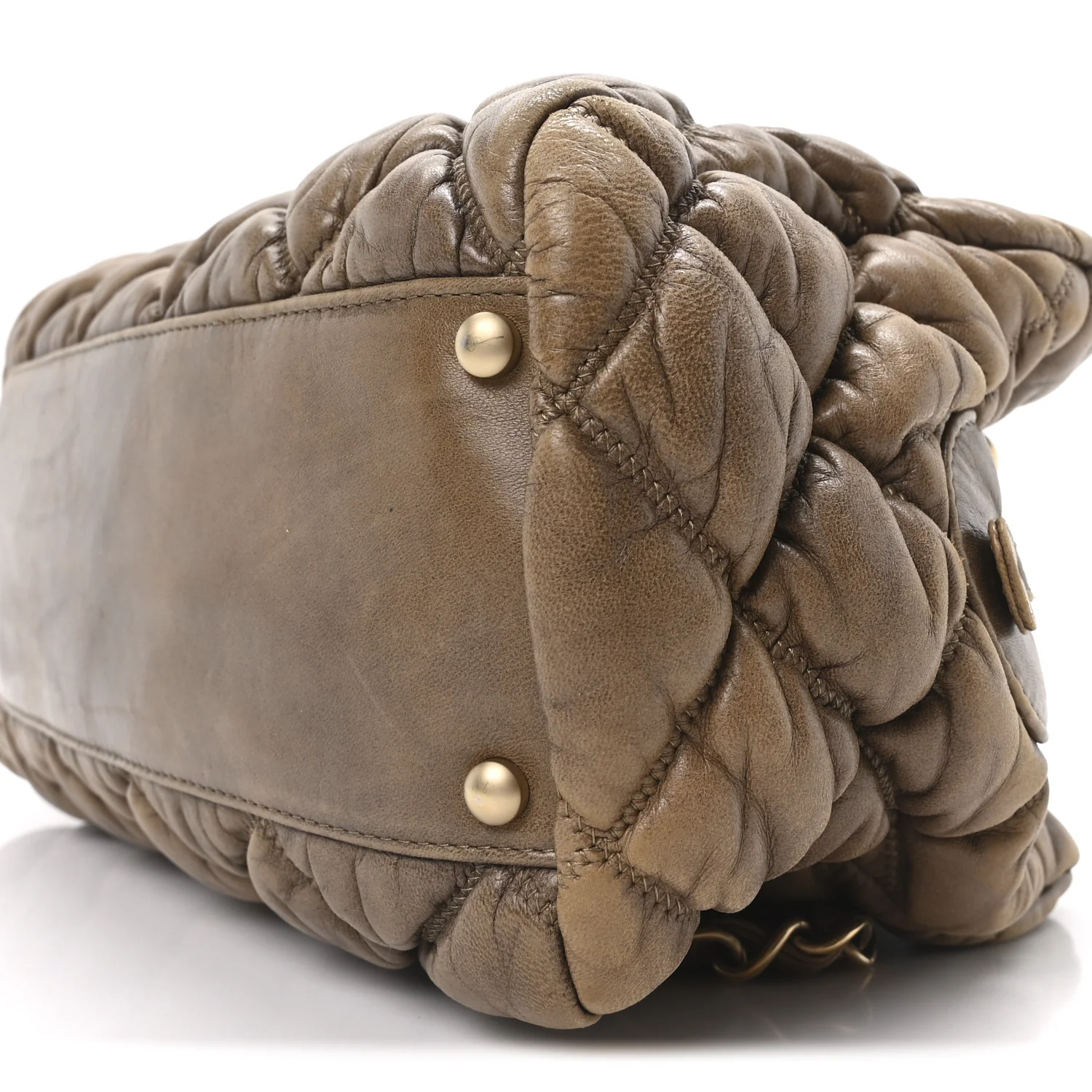 Calfskin Bubble Quilt Bowler Brown