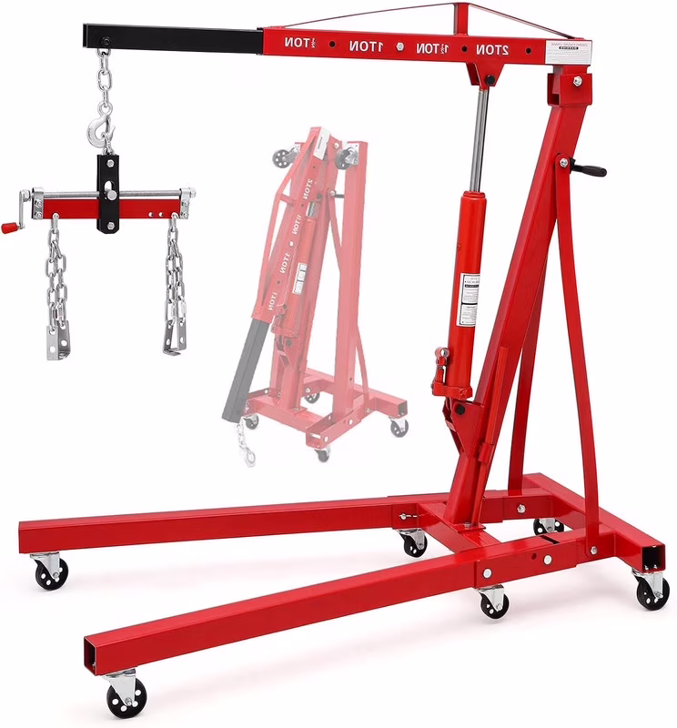 Hydraulic Engine Hoist,4400lbs Max Weight,Folding Engine Lift Shop Crane with Lever and 6 Steel Caster Wheels,Yellow(yellow) - Image 5