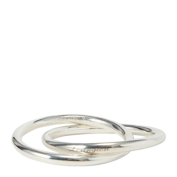 Double-Ring serviettring messing 4 cm sølv