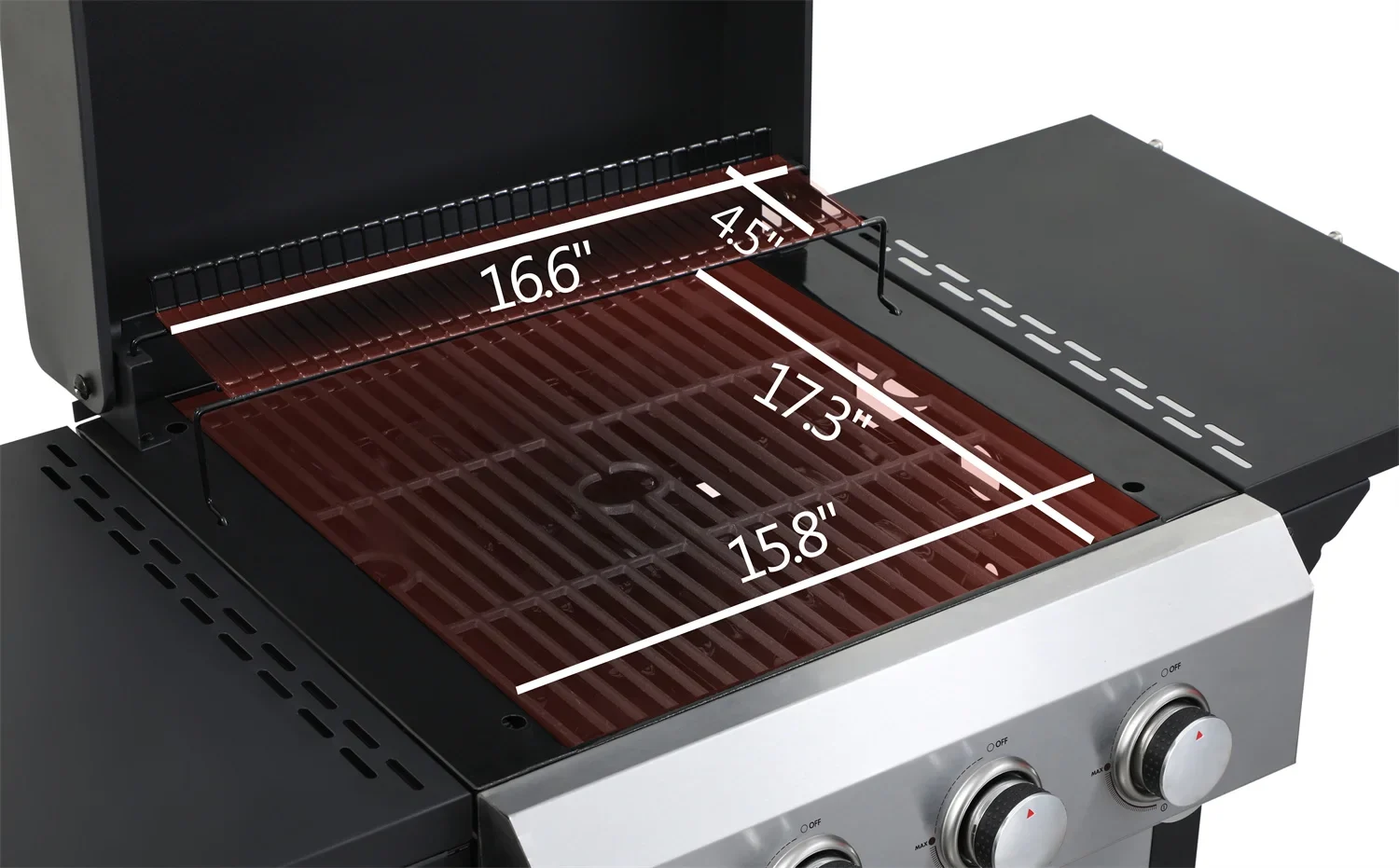 HighSound 2-Burner Propane Gas Grill, 24600 BTU Patio Garden Barbecue Grill with Stainless Steel Tray, Wire Enamel Cooking Grids & Foldable Shelves, Black