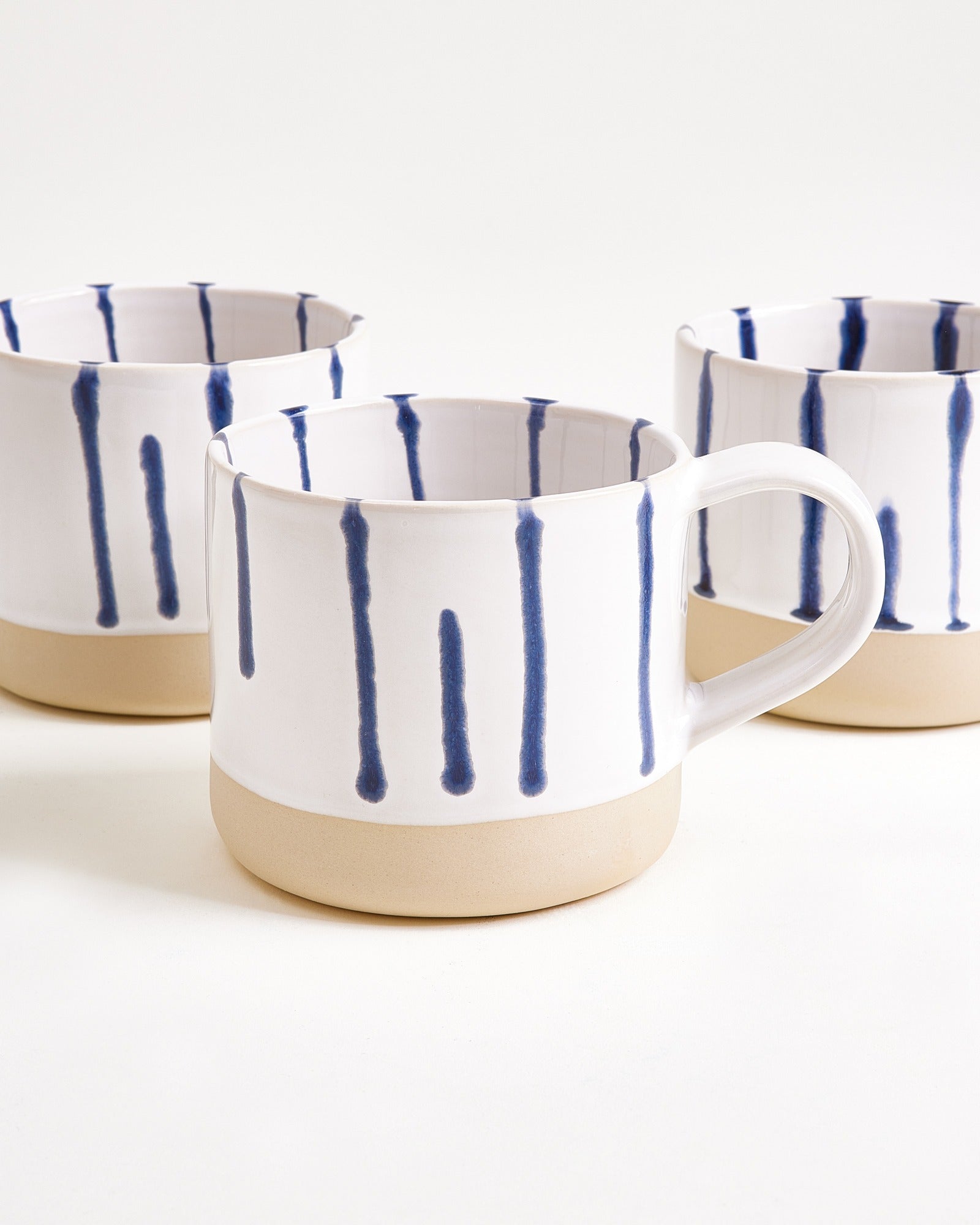 NÓDOA - LARGE MUG STRIPED WHITE BLUE SET OF 6