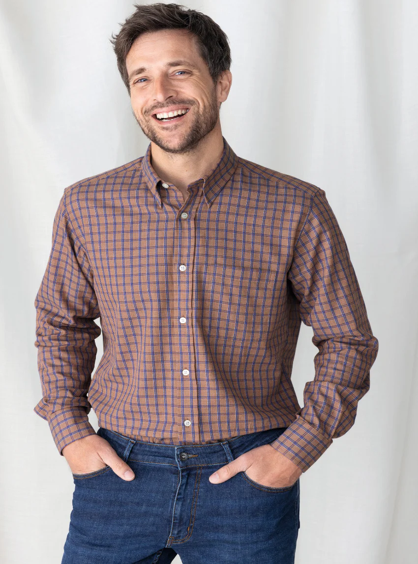 Chemise homme  100% coton Marron Caramel