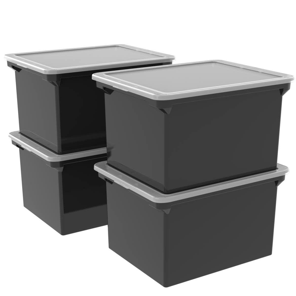 Storex 61528U04C Letter & Legal Portable File Tote with Lid, Black - Pack of 4