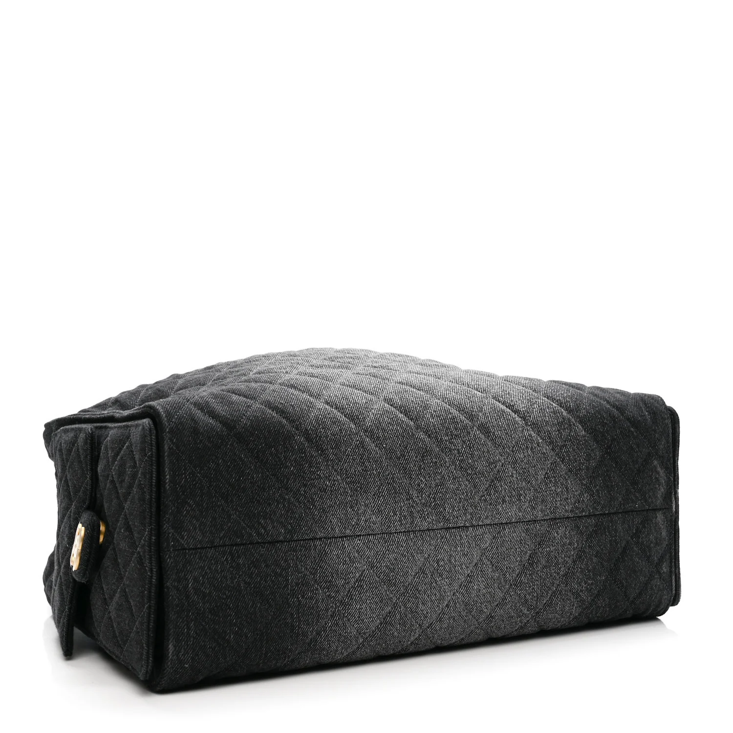 Washed Denim Quilted Large Chanel 25 Handbag Black