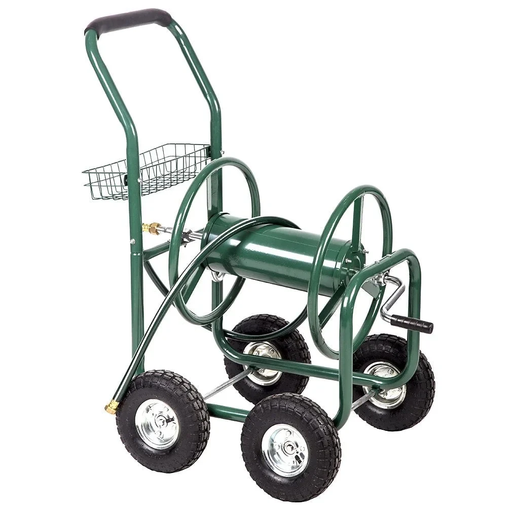 FDW Heavy-Duty Garden Hose Reel Cart w/ Basket