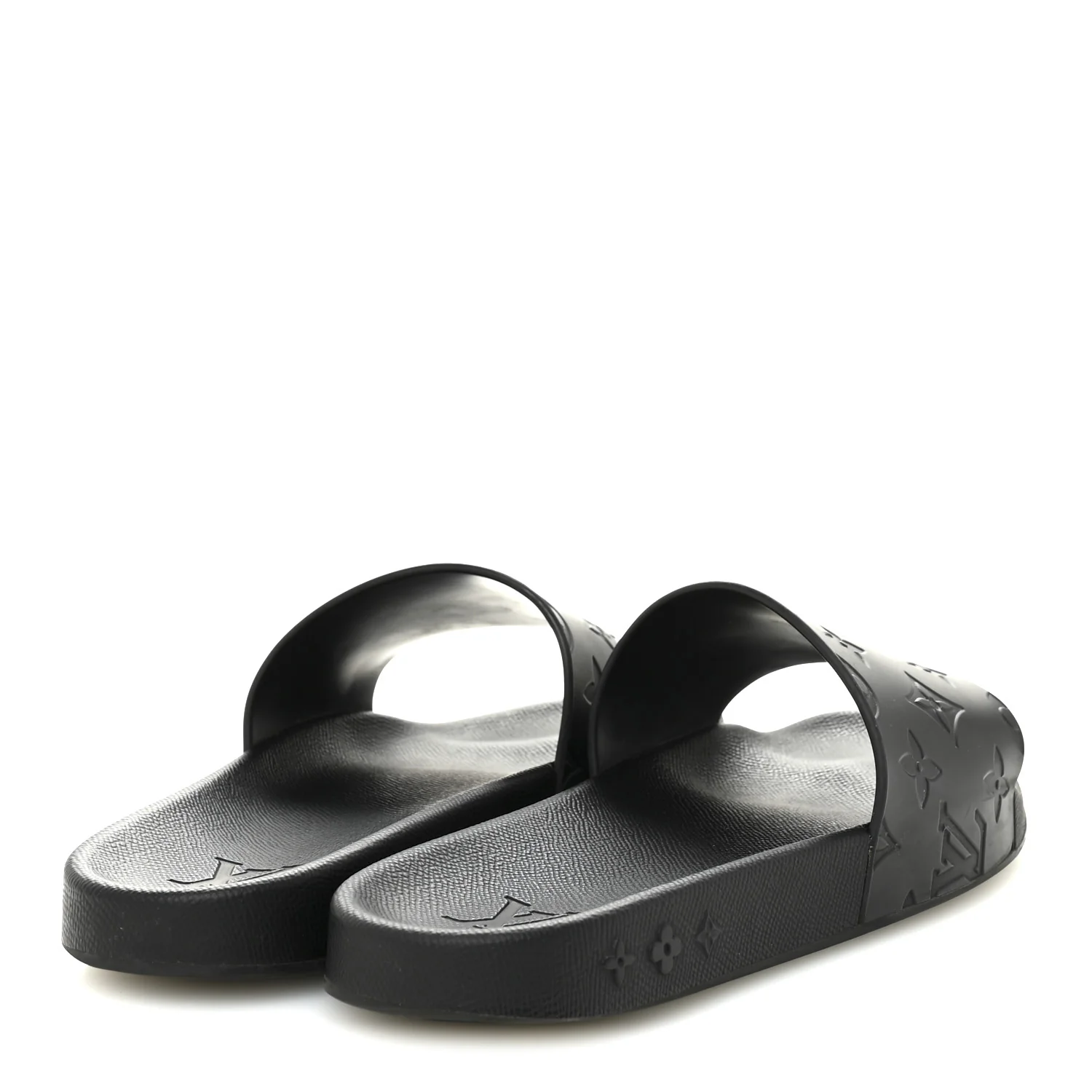 Rubber Embossed Monogram Mens Waterfront Mules 7.5 Black