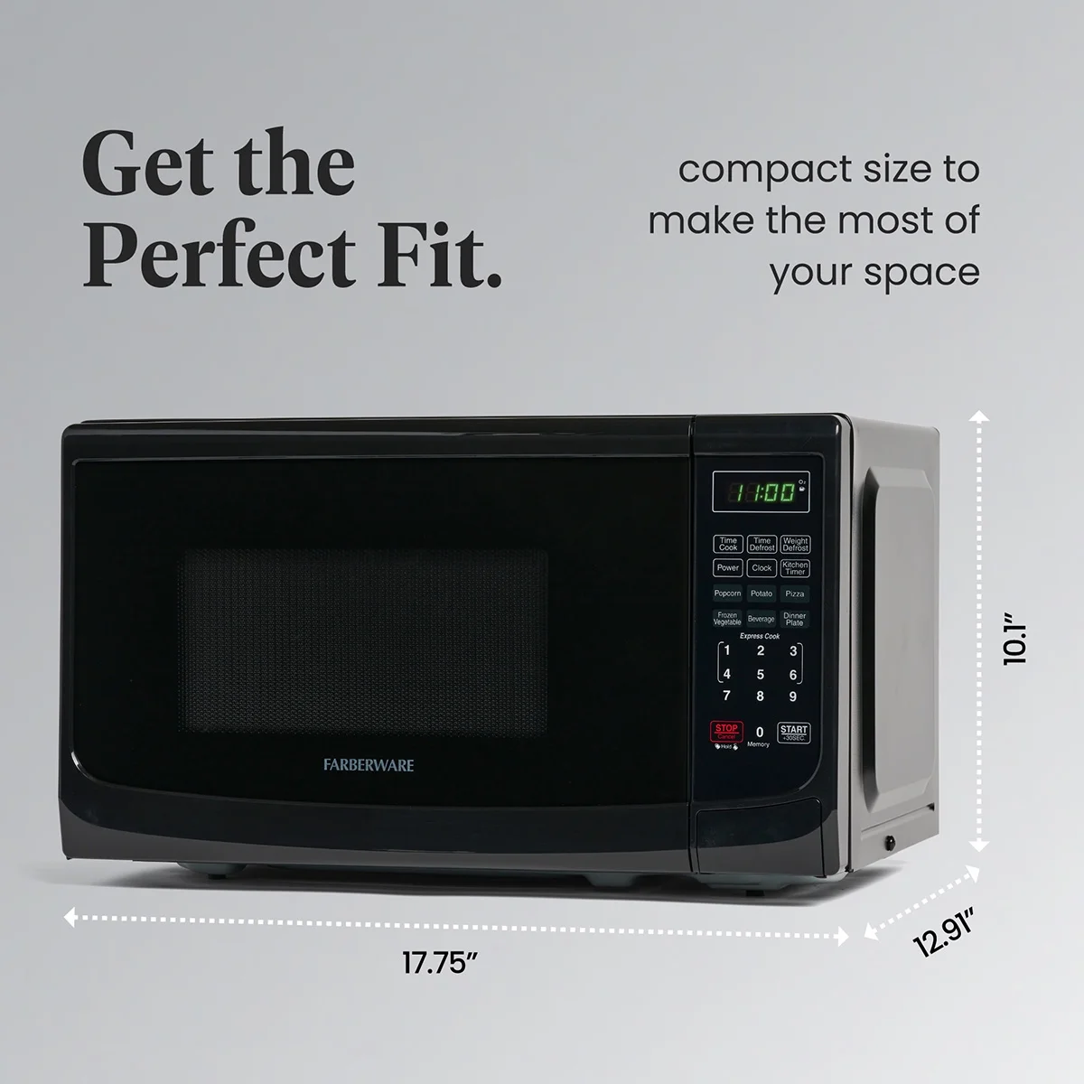 Countertop Microwave Oven with LED Lighting Child Lock, 0.7 Cu Ft Black(Black) - Image 5