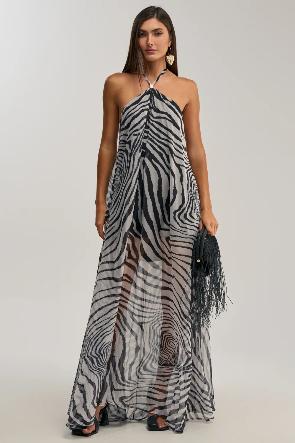 SWEET SIDE CHIFFON MAXI DRESS IN ZEBRA - Akira Store