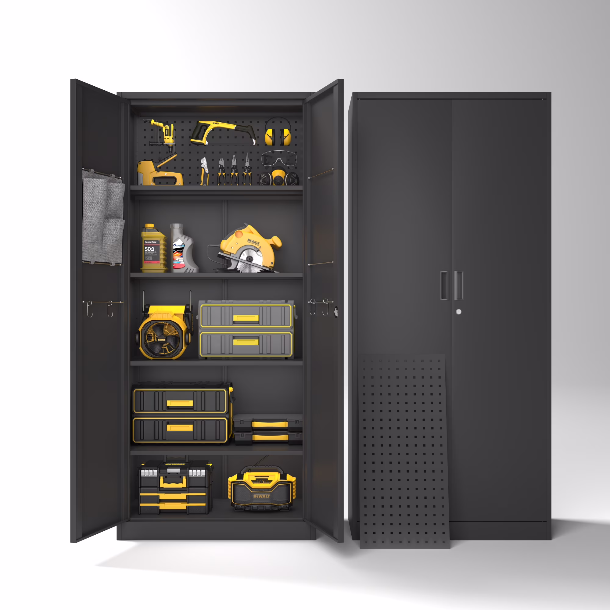 70 in, Modern Kitchen Storage Cabinet, 6 Adjustable Shelves Metal Storage Locker