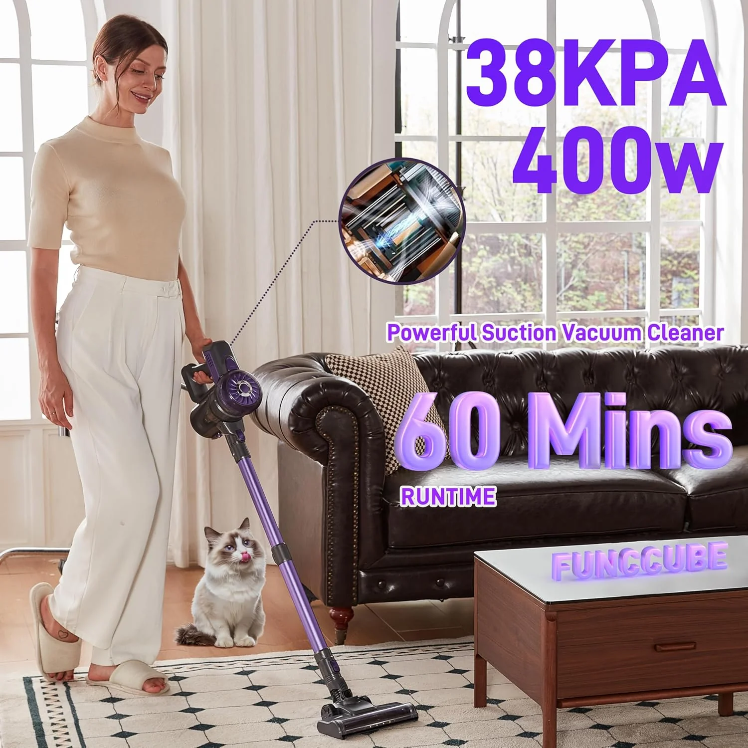 Aspirateur sans fil, aspirateur balai et à main 2 en 1 léger pour appartement, poils d'animaux et nettoyage de voiture, S1