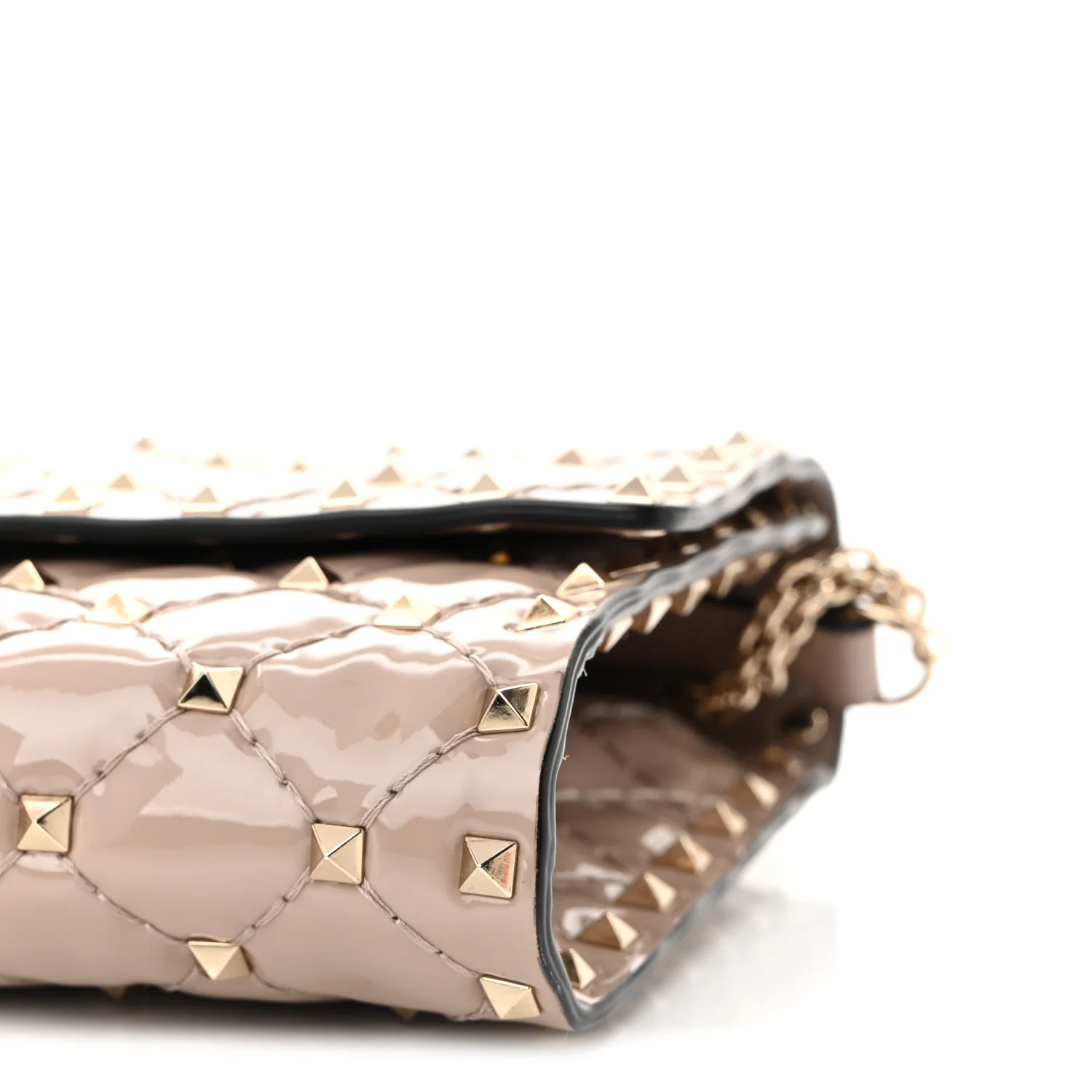 Patent Rockstud Spike Wallet on Chain Poudre