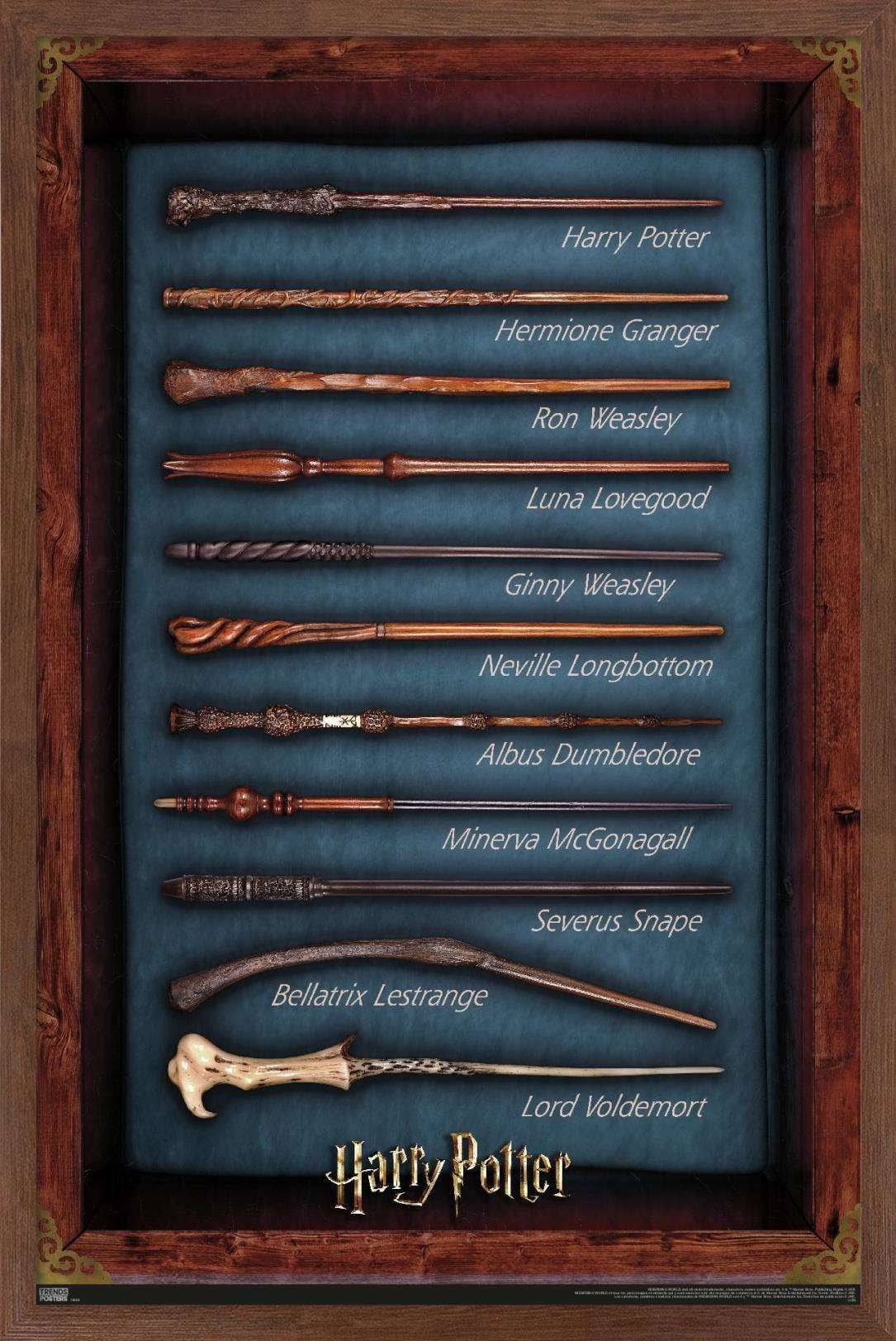 The Wizarding World: Harry Potter - Wands Wall Poster, 14.725 inch x 22.375 inch, Framed, FR18569MAH14X22EC