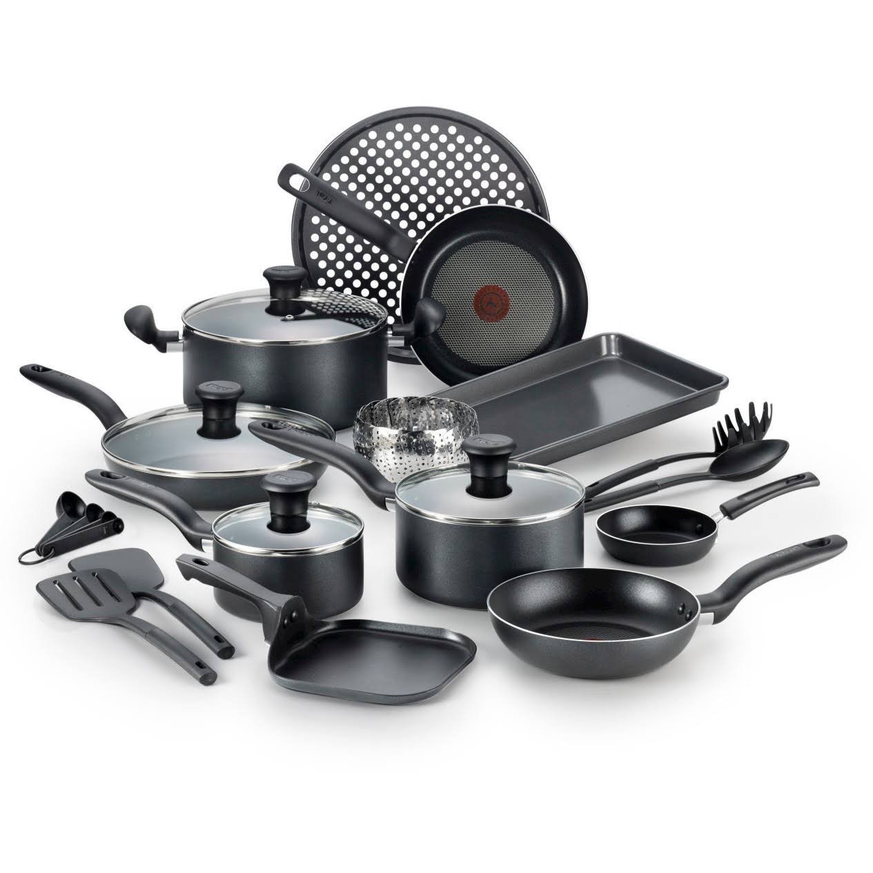 T-Fal 20-Piece Cookware Set, Charcoal