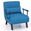 Folding 6 Position Convertible Sleeper Bed Armchair Lounge Couch w/ Pillow Gray(Blue)