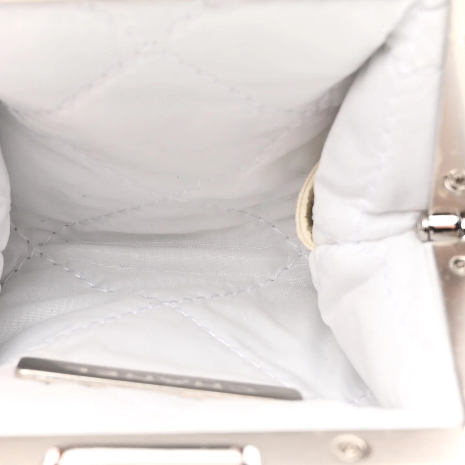 Shearling Sheepskin Lambskin Quilted Clutch With Chain White