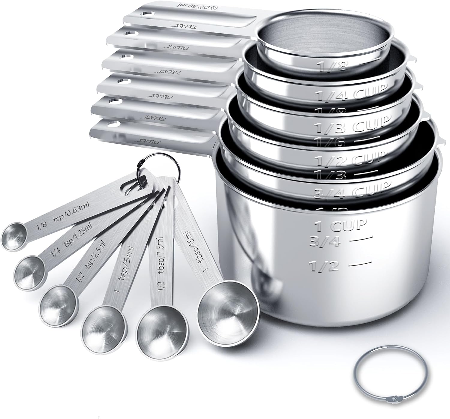 TILUCK Stainless Steel Measuring Cups & Spoons Set, Cups and Spoons