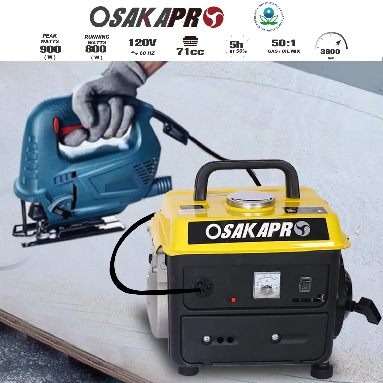 Clerance! Portable Generator, Outdoor generator Low Noise, Gas Powered Generator,Generators for Home Use(Yellow) - Image 5