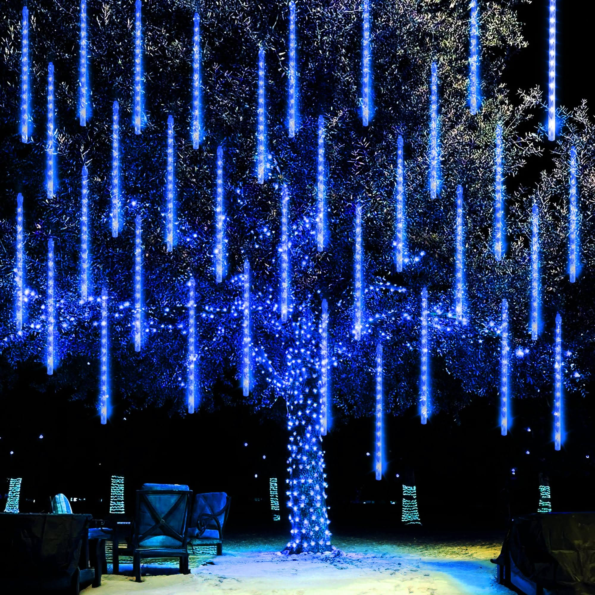 Dazzle Bright 864LED Christmas Light, Meteor Shower Rain Lights 11.8 inch 24 Tubes, Waterproof Plug in Falling Rain Lights Chris