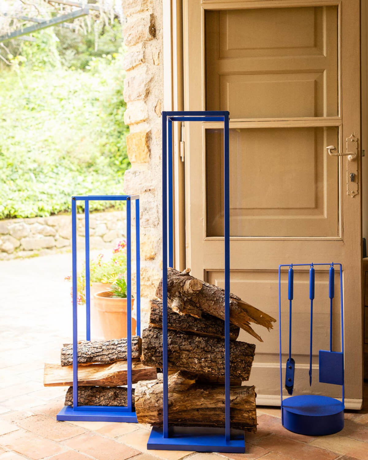 Lior - Conjunto de 2 Leñeros y Accesorios para Chimenea Lior